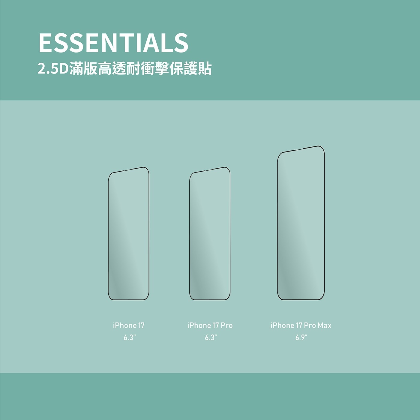 ESSENTIALS 2.5D滿版高透耐衝擊保護貼 iPhon Pro Max