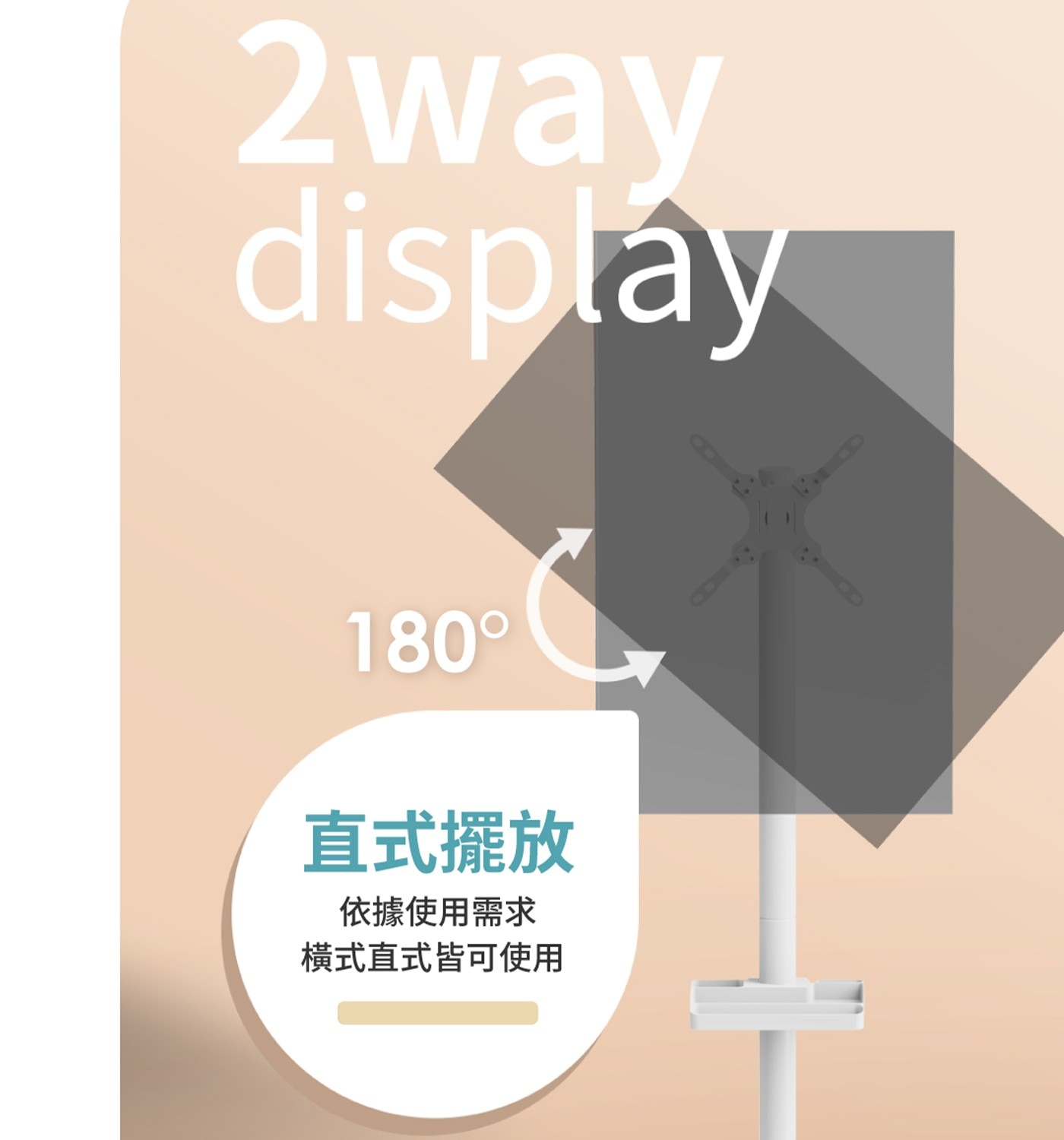 2way display 180° 直式擺放 依據使用需求 橫式直式皆可使用