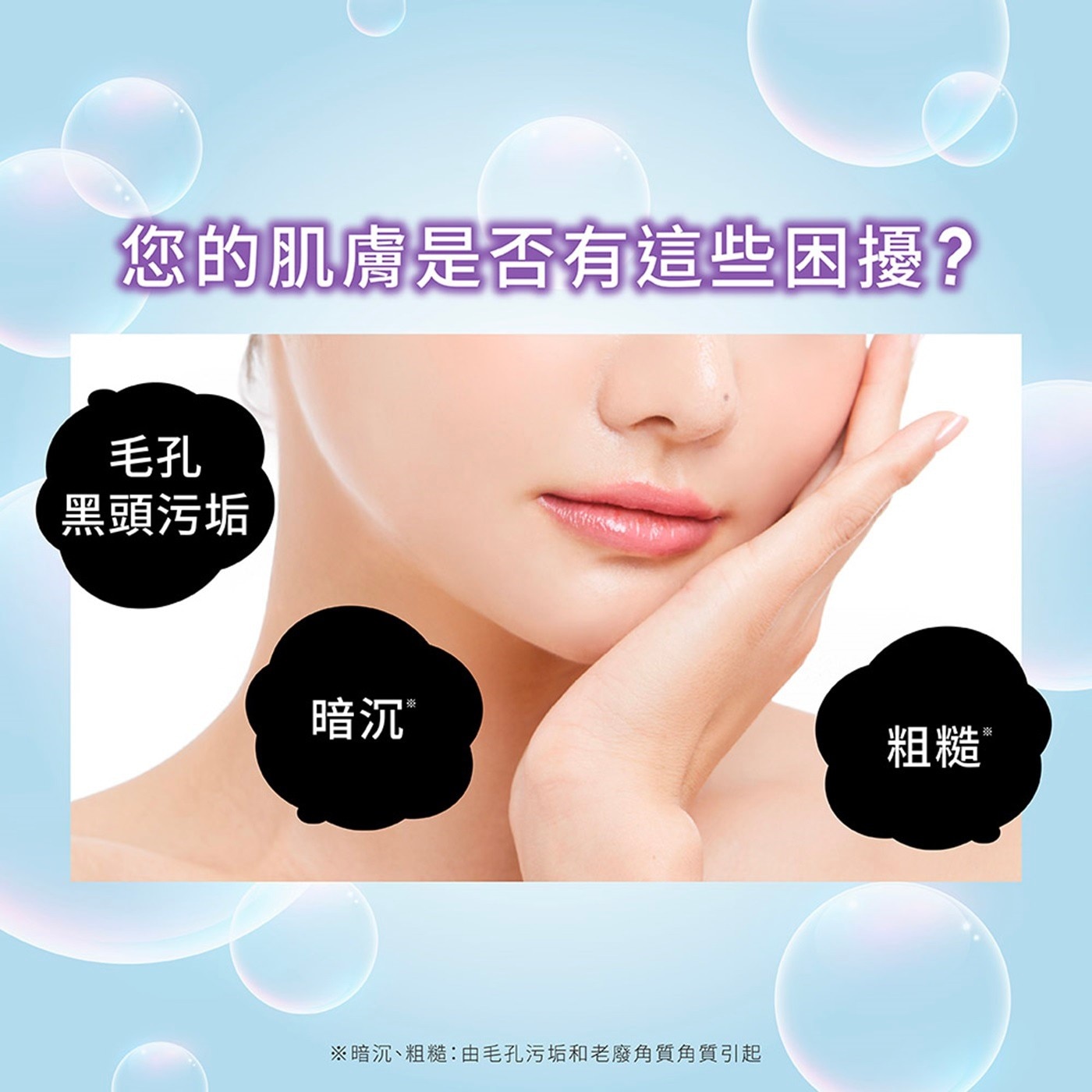 您的肌膚是否有這些困擾? 毛孔 黑頭污垢 暗沉 粗糙
