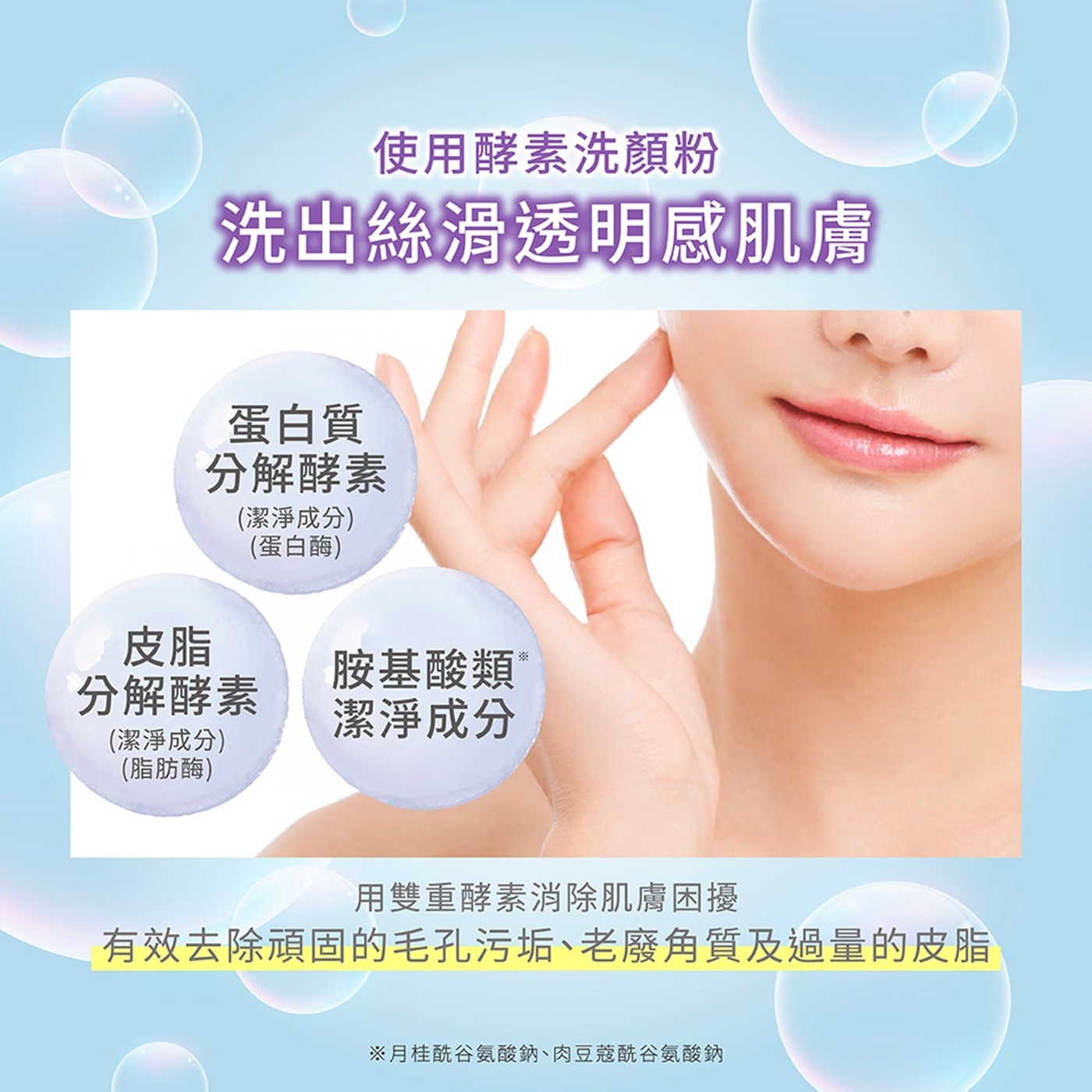 使用酵素洗顏粉 洗出絲滑透明感肌膚 蛋白質 分解酵素 胺基酸類 潔淨成分