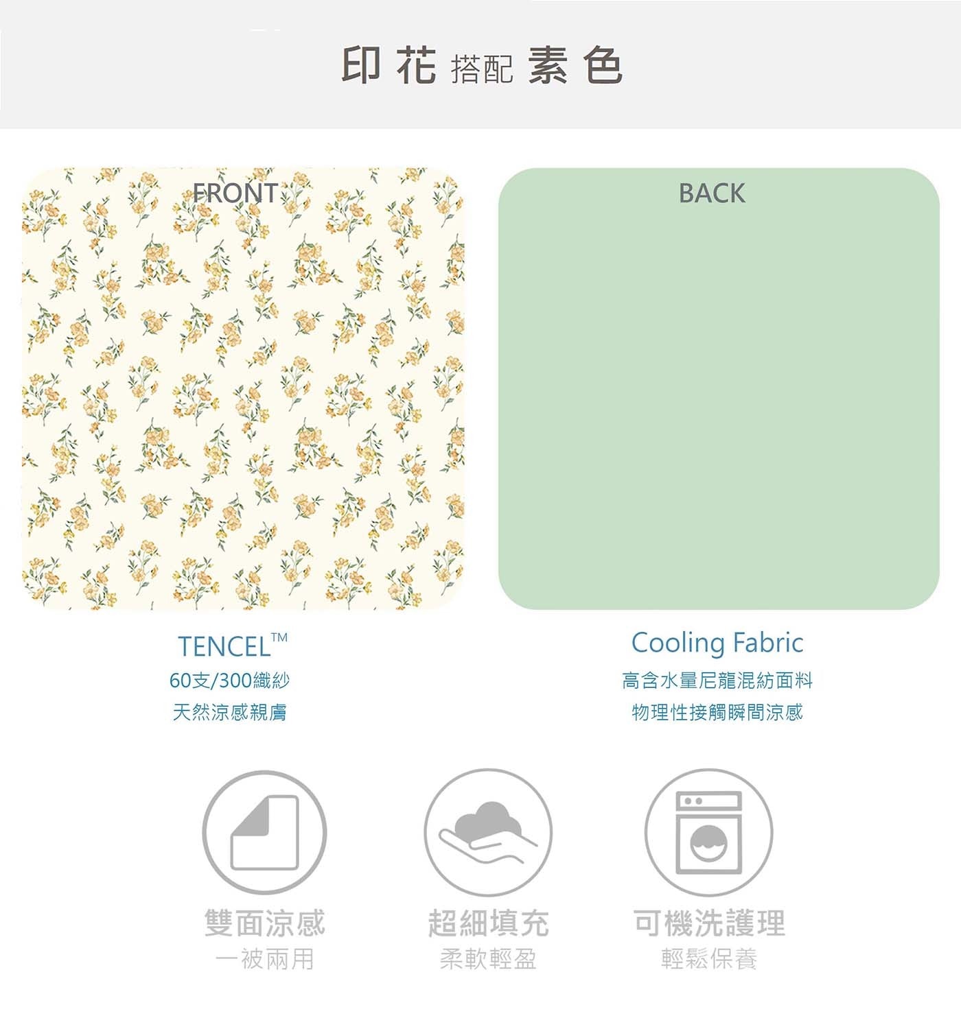 FRONT TENCELTM TM 60支/300織紗 天然涼感親膚 印 花 搭配 素 色