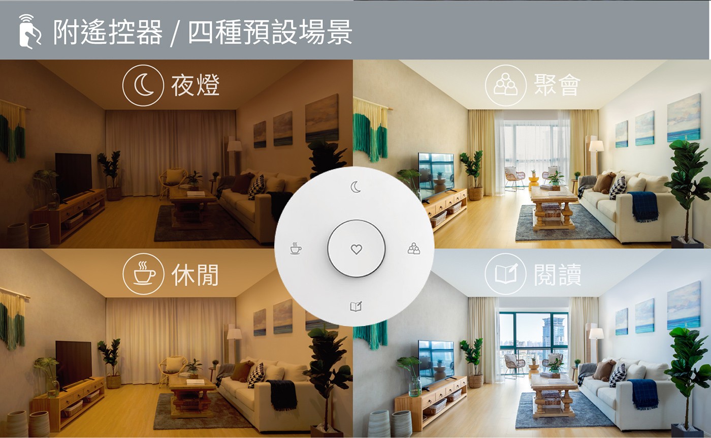 附遙控器/四種預設場景 C 夜燈 聚會 受休閒 3 ☑閱讀