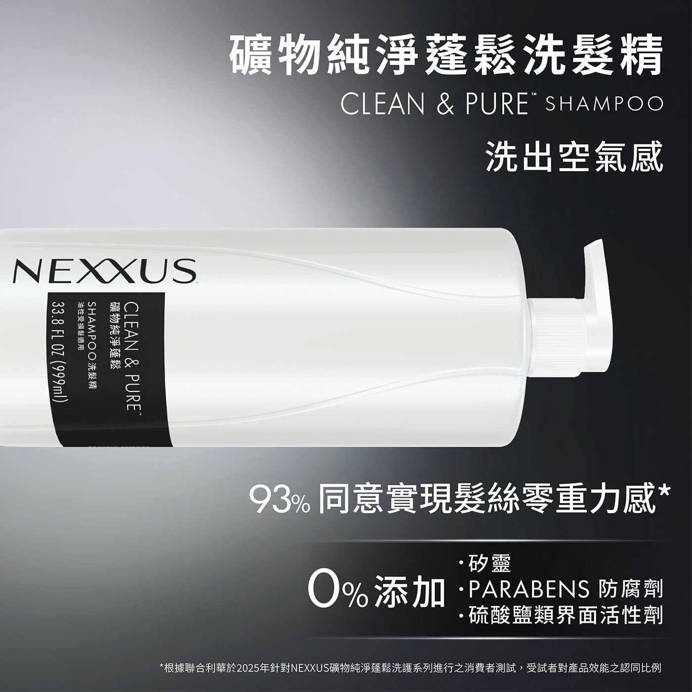 NEXXUS 礦物純淨蓬鬆 CLEAN PURE 油性受損髮適用 SHAMPOO 洗髮精 FL OZ 999ml 礦物純淨蓬鬆洗髮精 洗出空氣感 93同意實現髮絲零重力感 矽靈 添加...