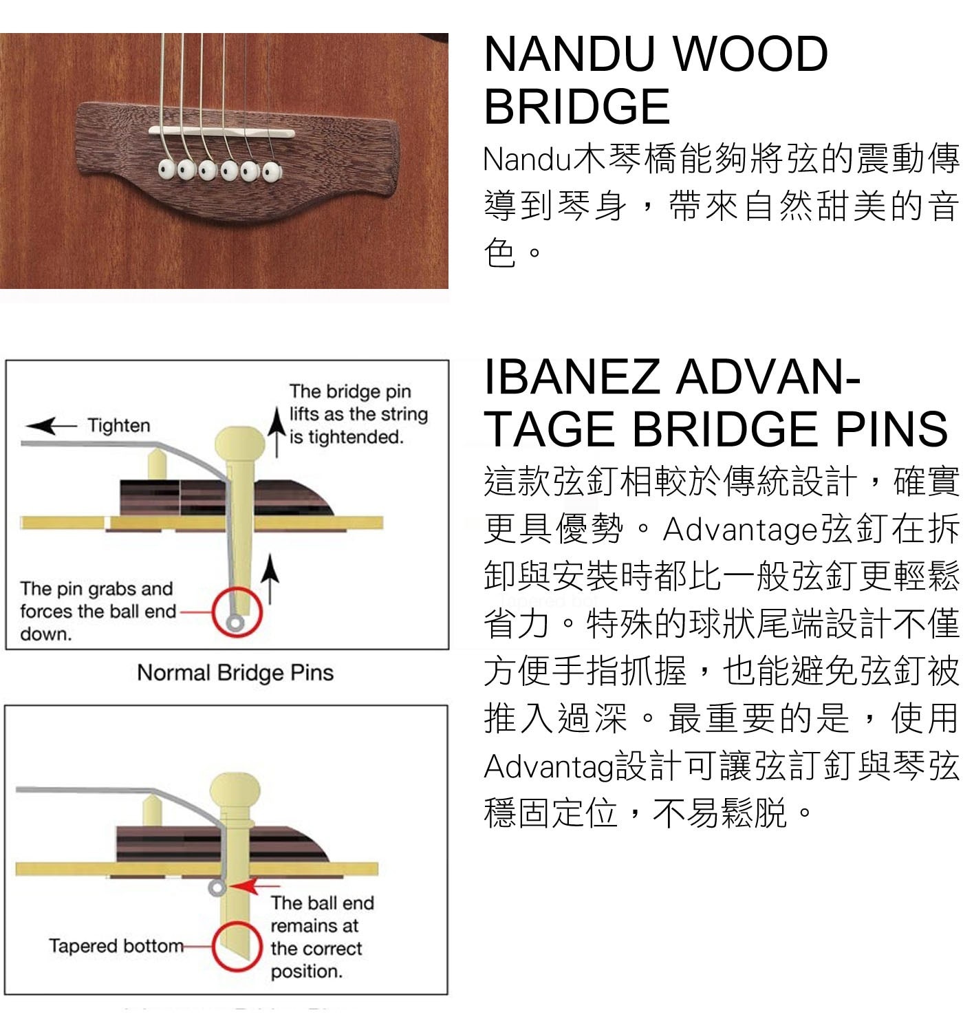 Tighten The bridge pin lifts as the string is