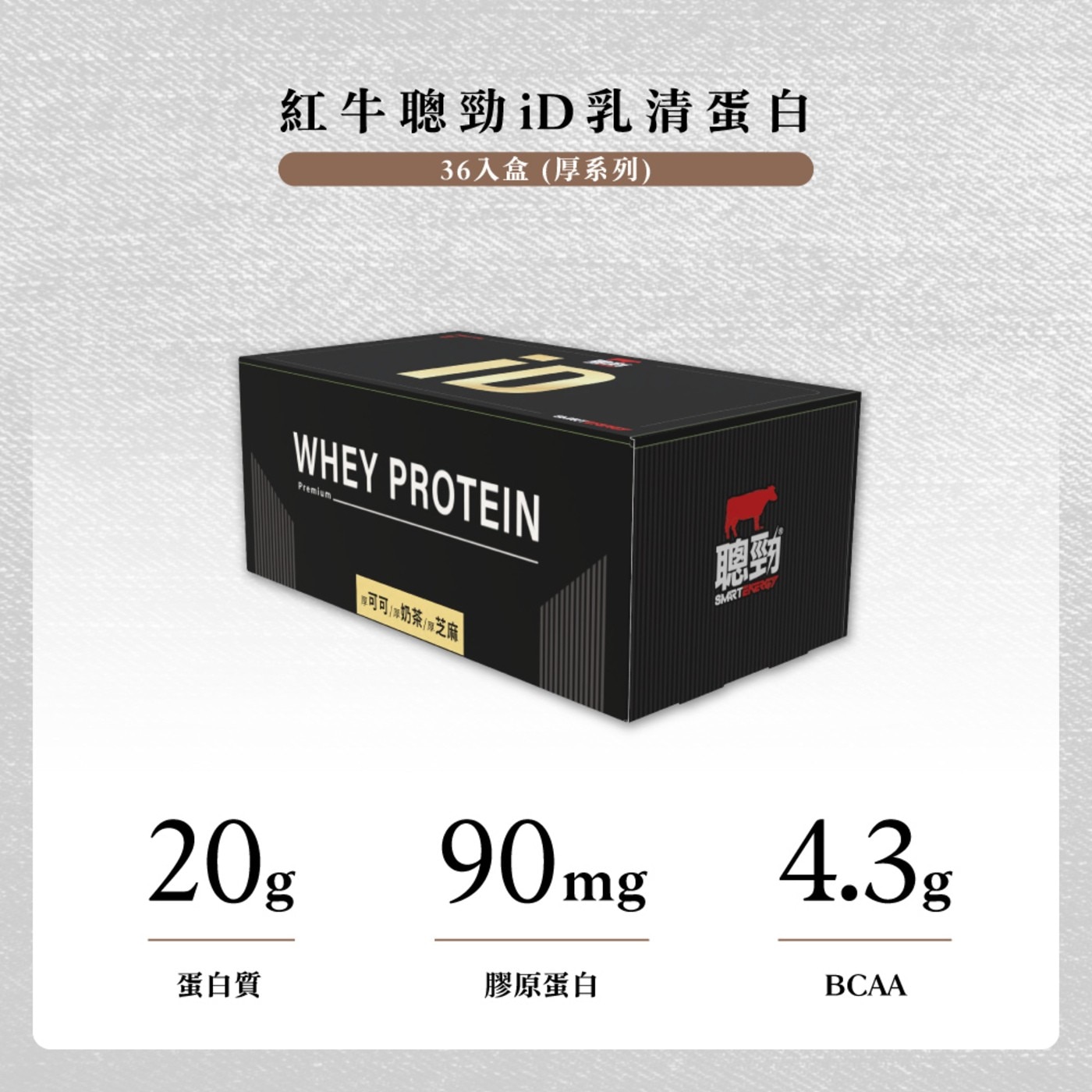 紅牛聰勁iD 乳清蛋白 36入盒厚系列 WHEY PROTEIN Premium 20g 你可可凍奶茶芝麻 聰勁 SMARTENERGY 蛋白質 膠原蛋白 BCAA
