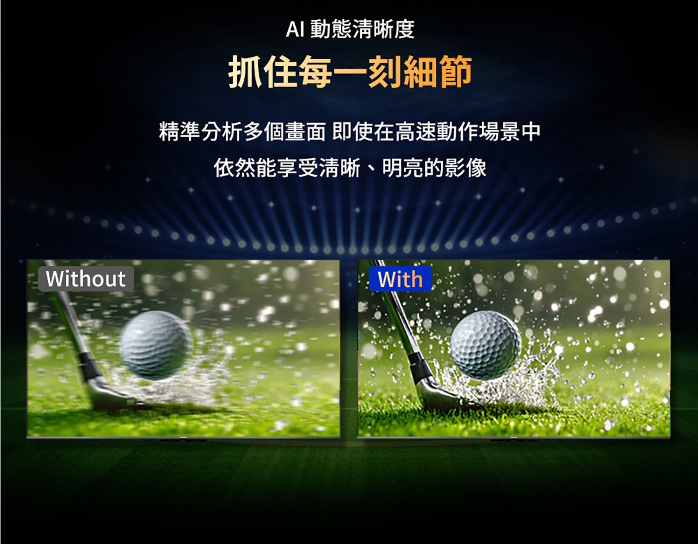 AI動態清晰度高速動作場景補償，精準分析多幀畫面保持明亮清晰細節