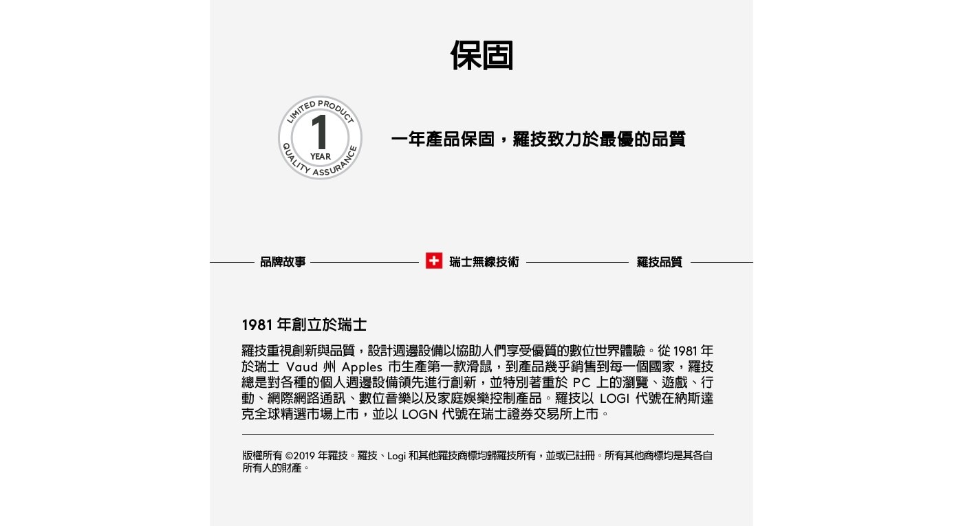 LIMITED 保固 1 YEAR PRODUCT ASSURANCE