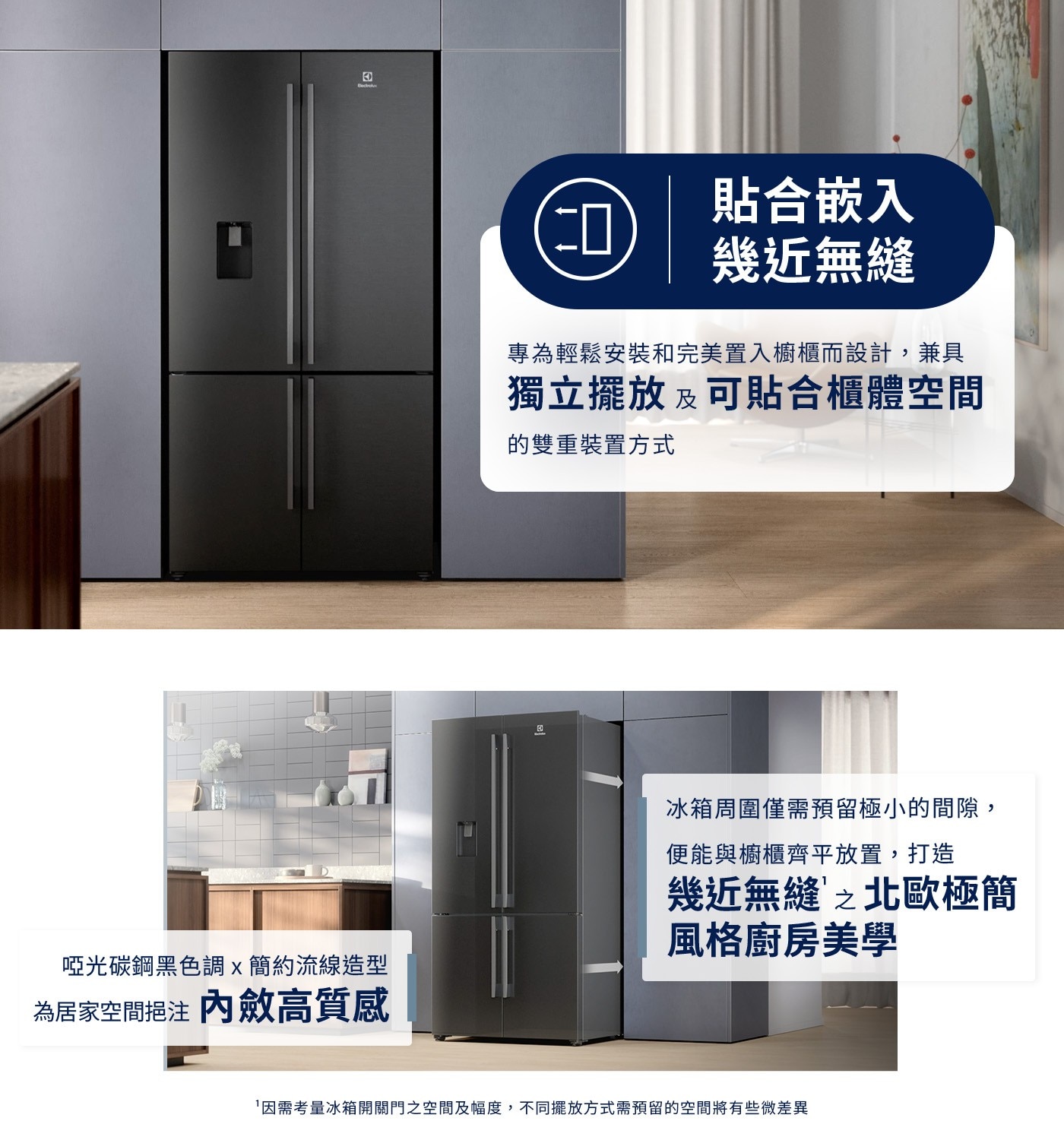 回 貼合嵌入 A CD 幾近無縫 專為輕鬆安裝和完美置入櫥櫃而設計,兼具