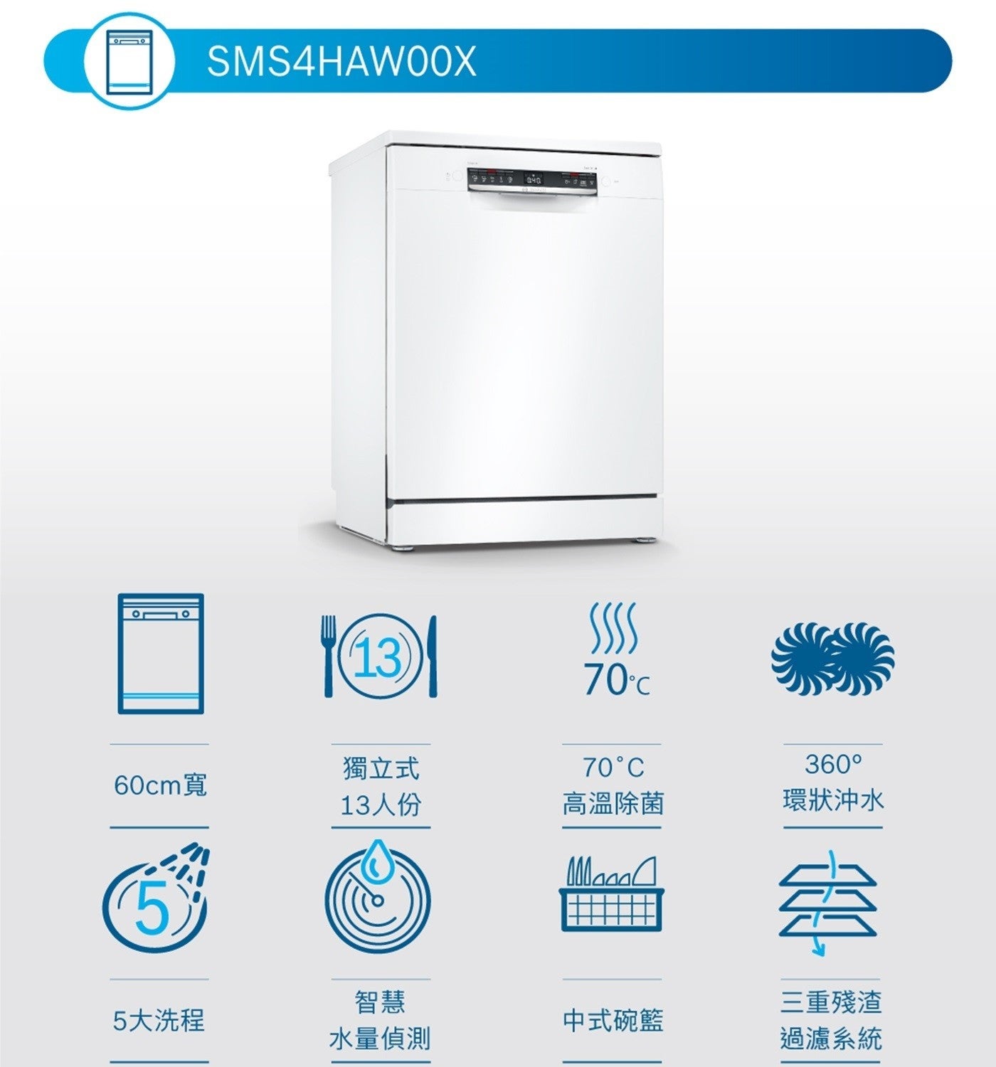 SMS4HAWOOX ача 13 SSSS 70°c 獨立式 70°C 360° 60cm寬