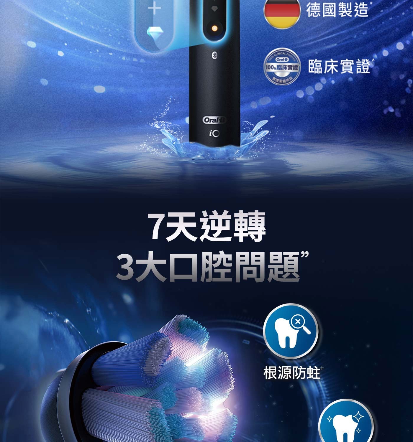 io CLINICAL Oral 100臨床實證 德國製造 臨床實證 7天逆轉 3大口腔問題 根源防蛀 口