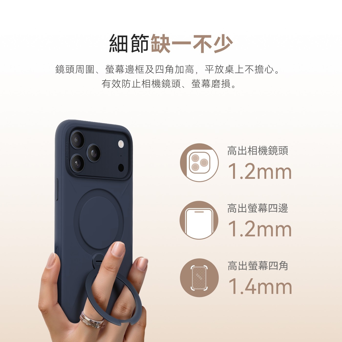 細節缺1不少 鏡頭周圍、螢幕邊框及4角加高,平放桌上不擔心。 有效防止相機鏡頭、螢幕磨損。