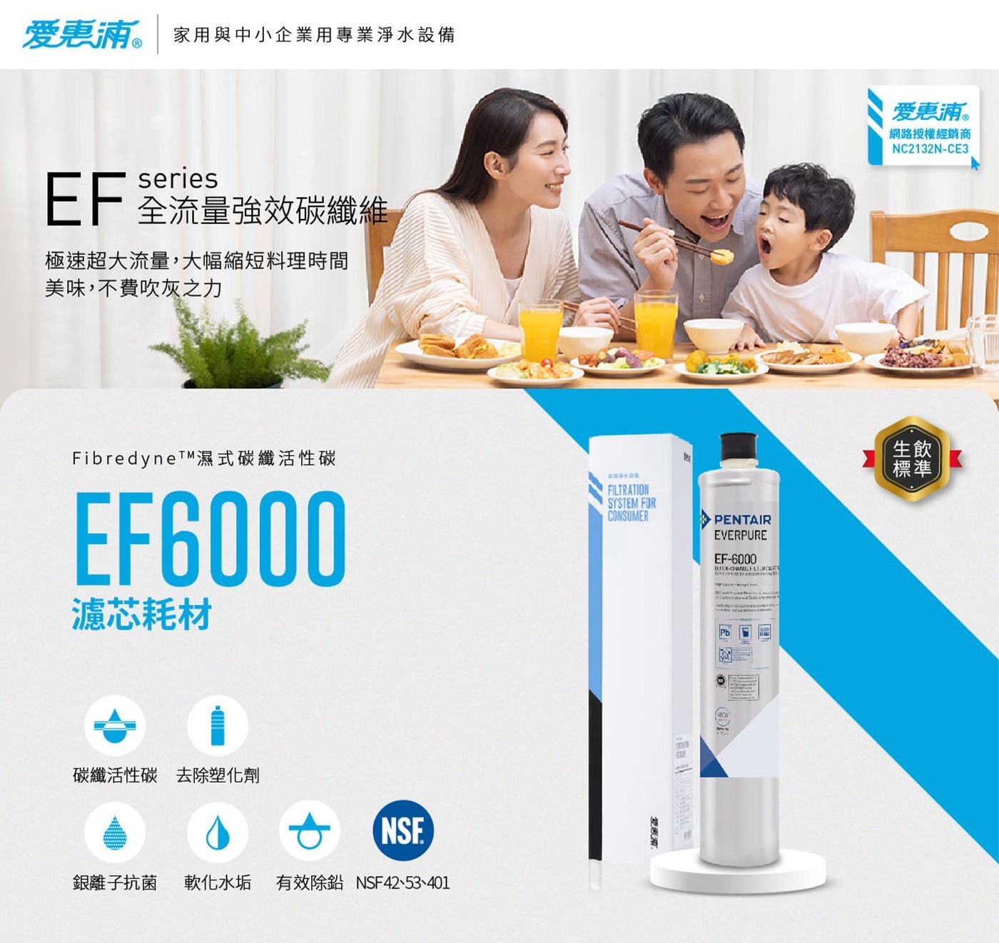 爱惠浦。 家用與中小企業用專業淨水設備 EF series 全流量強效碳纖維