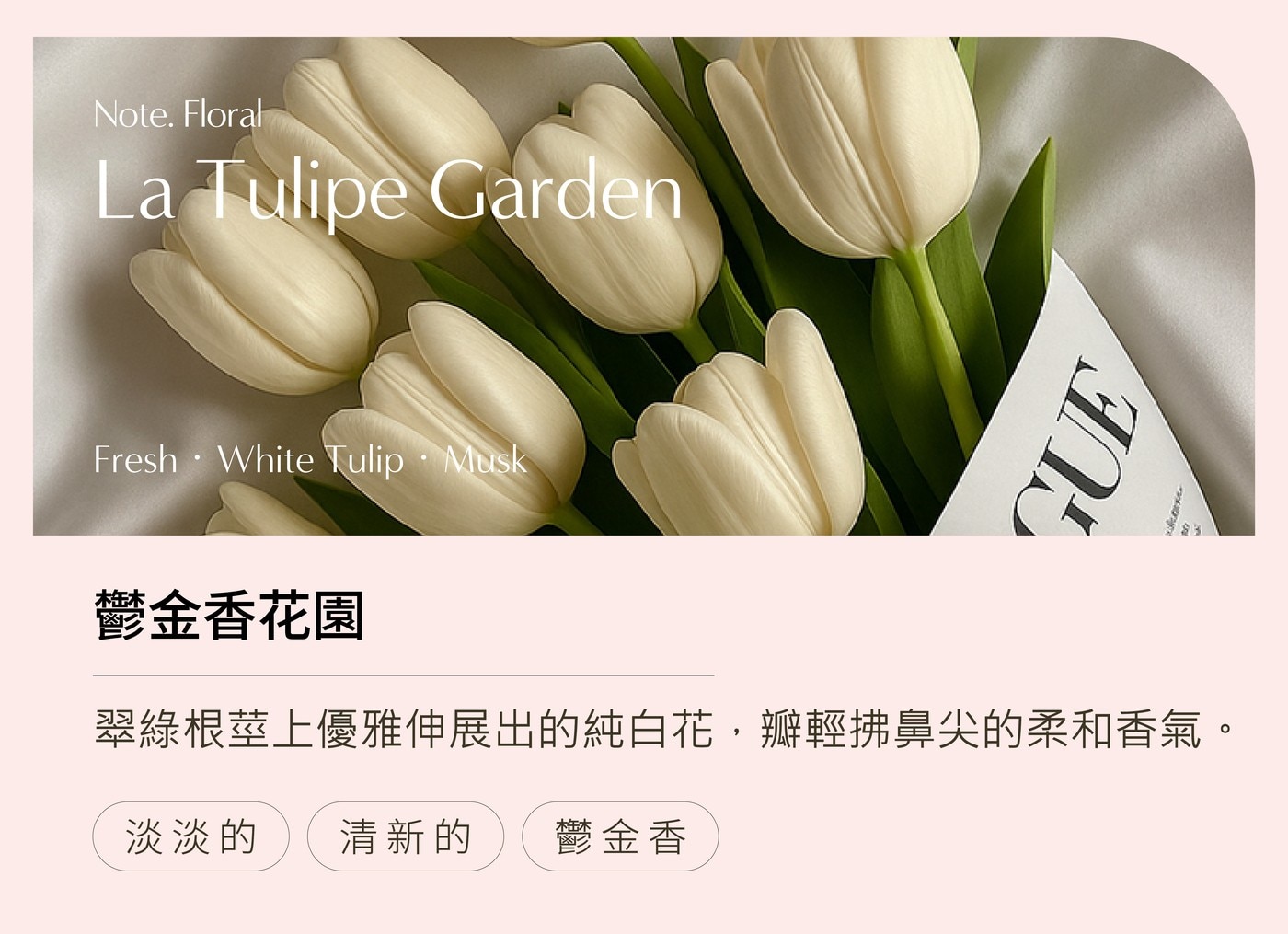 Note. Floral La Tulipe Garden . Fresh White