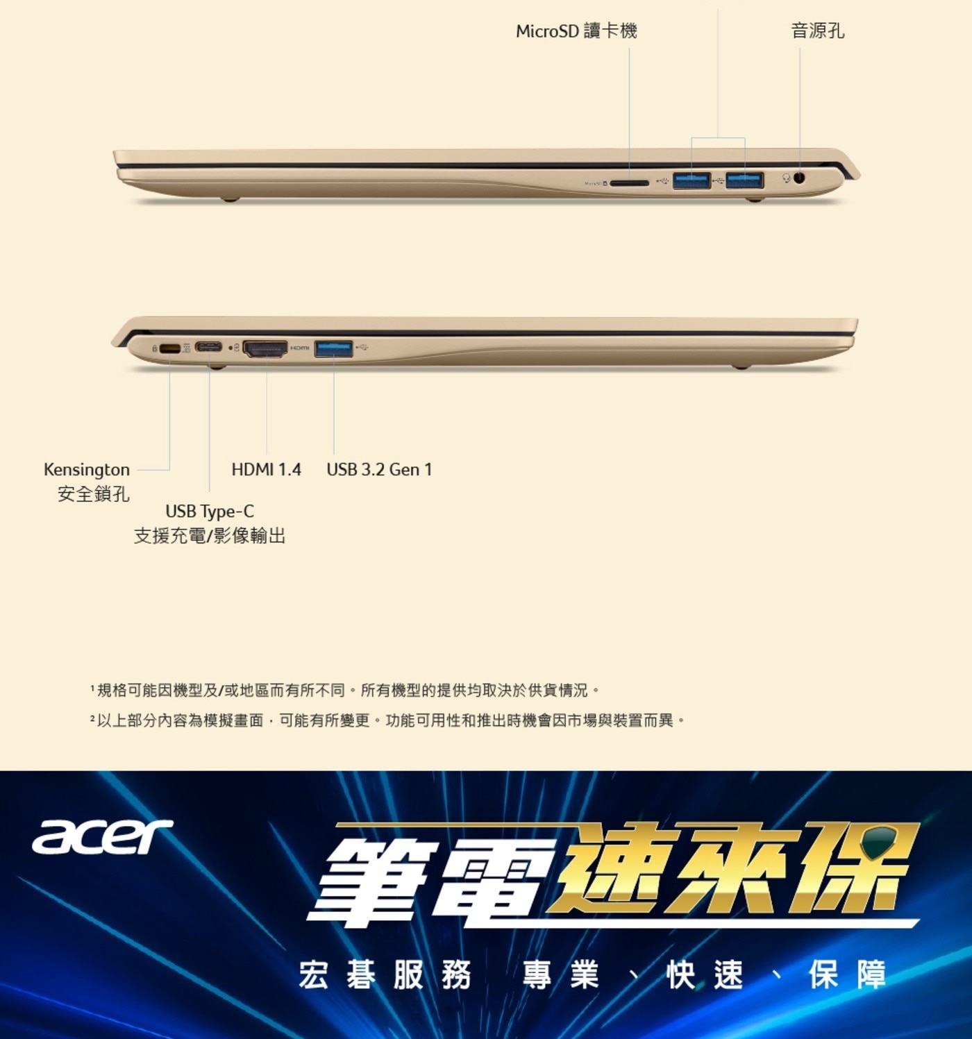 HOMI HDMI 1.4 USB 3.2 Gen 1 Kensington 安全鎖孔