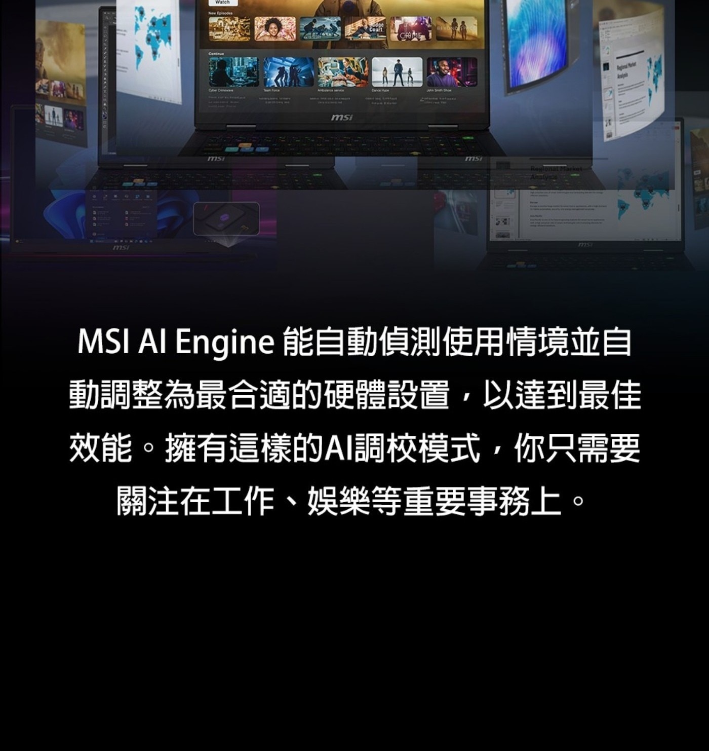 msi Watch New Episodes Court CRIME Continue Regional Market Anatyste ms MSI AI Engine 能自動偵測使用情境並自...