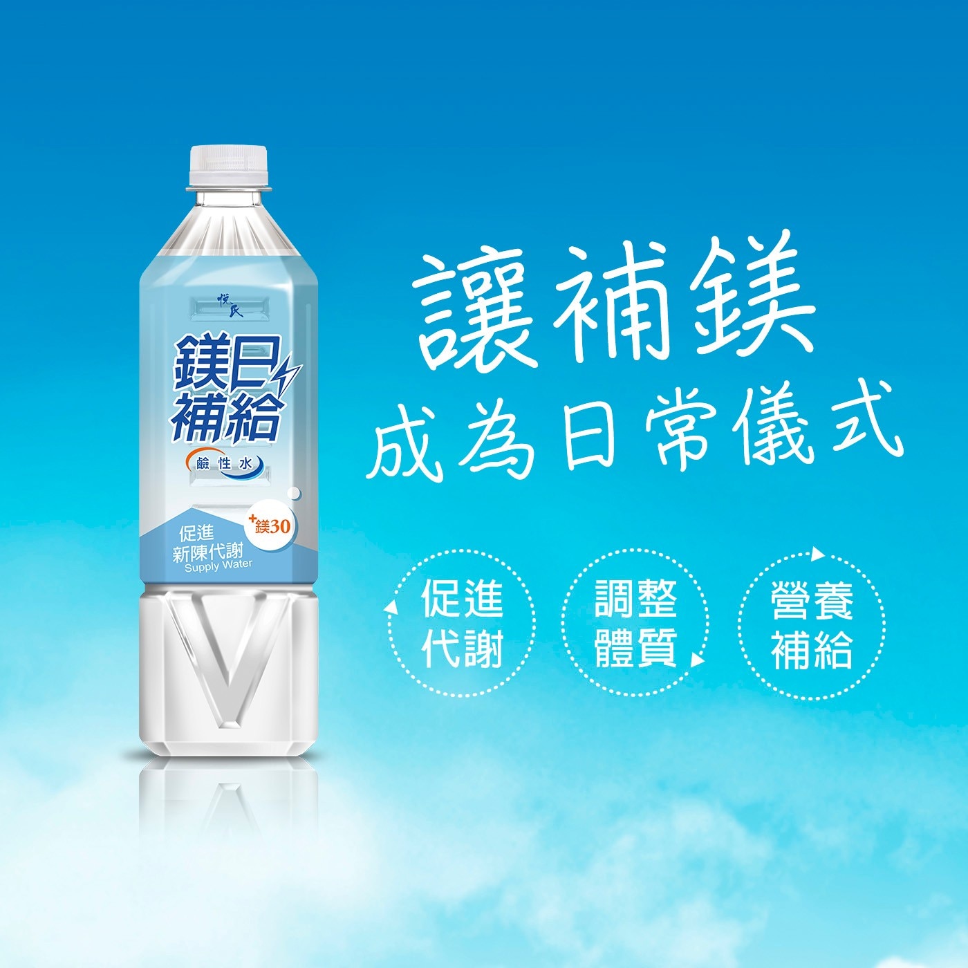 鎂日 補給 促進 鹼性水 鎂30 讓補鎂 成為日常儀式 新陳代謝 Supply Water 調整 營養 代謝 體質