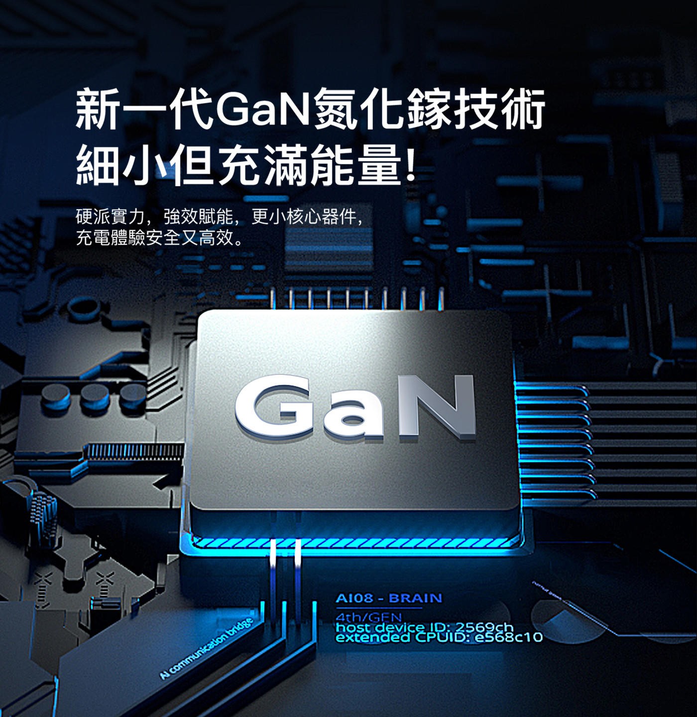 新一代GaN氮化鎵技術 細小但充滿能量! 硬派實力,強效賦能,更小核...- BRAIN 4th/GEN host device ID: 2569ch extended CPUID: e568c10