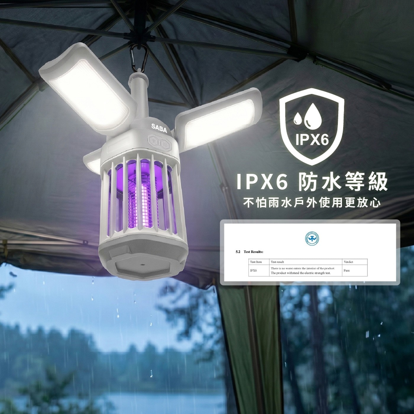 SABA 防水等級 不怕雨水戶外使用更放心 Test Rem result IPXrength Pass