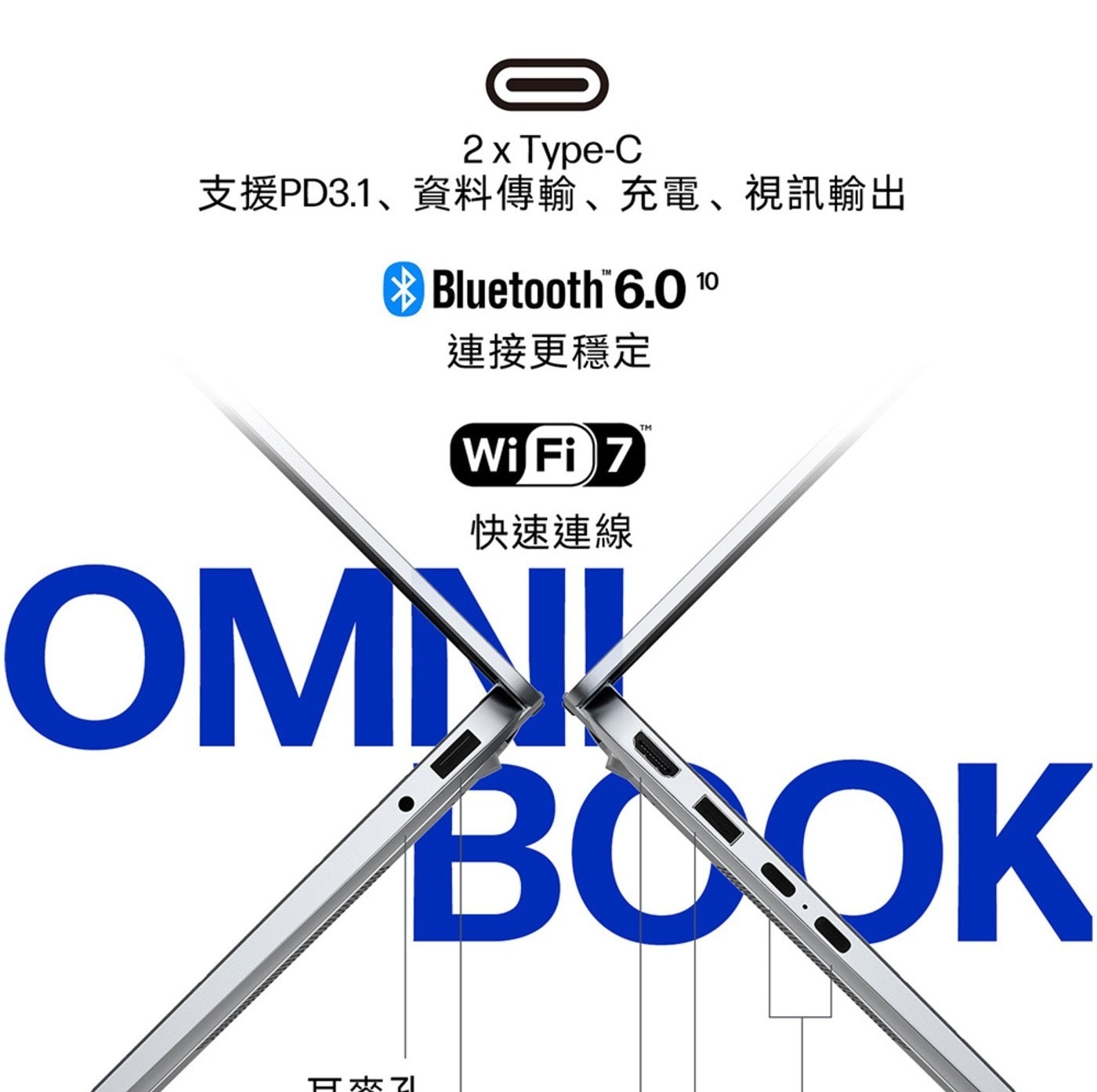 支援PD3.1、資料傳輸、充電、視訊輸出 Bluetooth 連接更穩定 Wi Fi 快速連線 TM BOOK