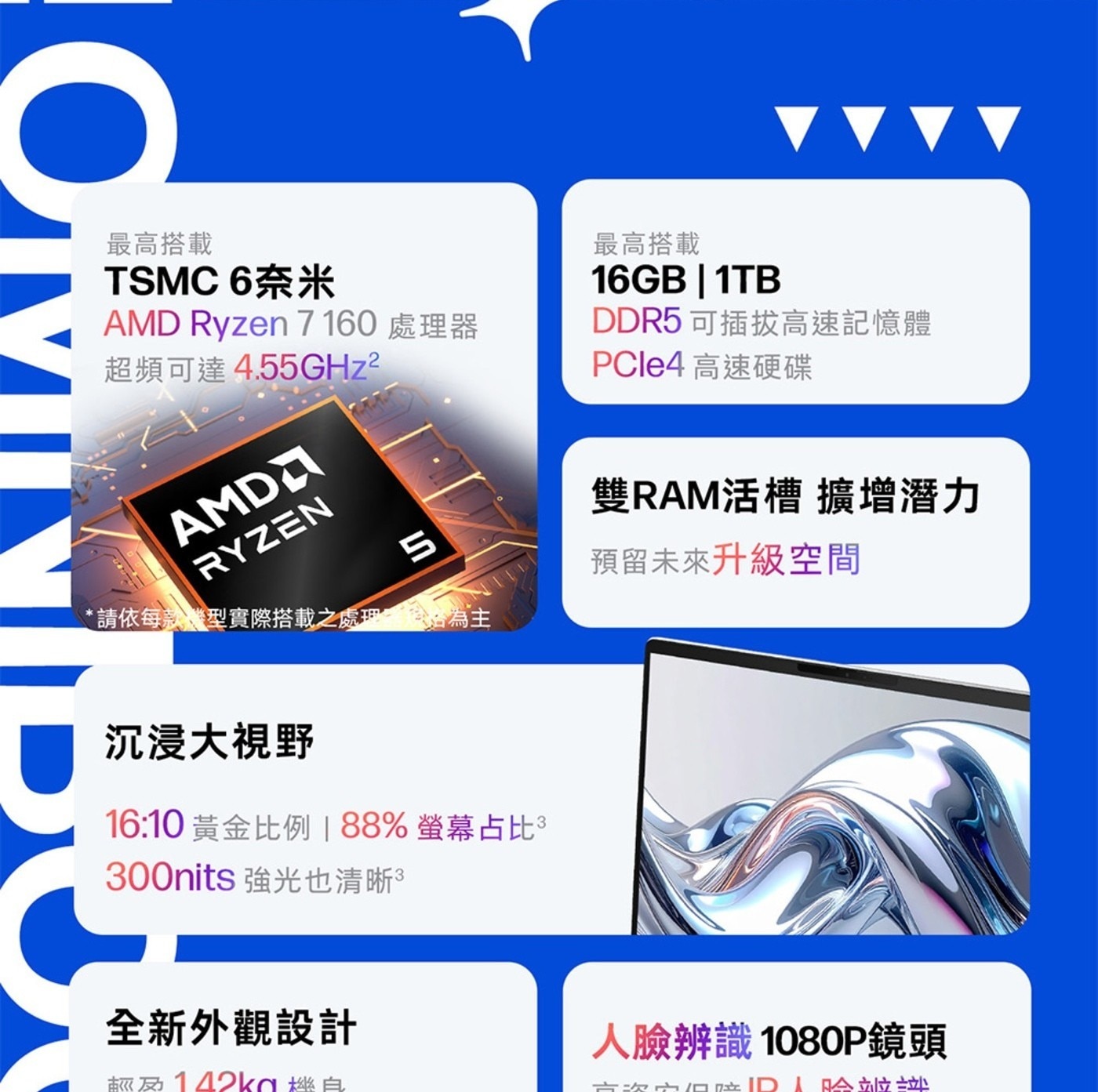 最高搭載 TSMC6奈米 AMD Ryzen 處理器 超頻可達4.