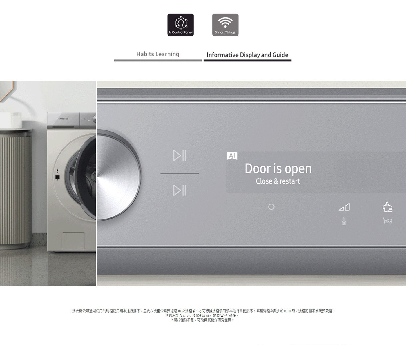 SAMSUNG Al Panel Smart Things Habits Learning Informative Display and Guide DII AI Door is open...