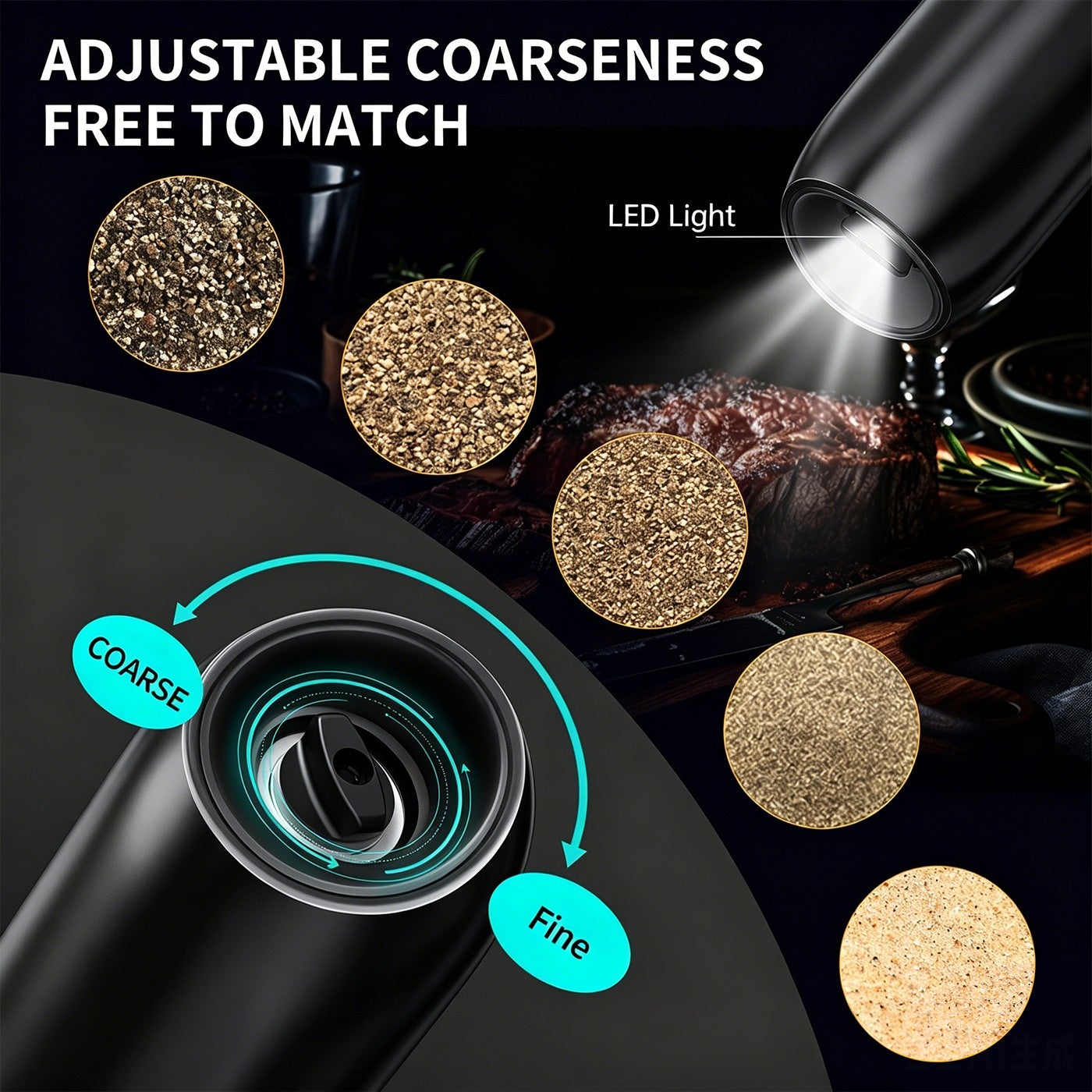 ADJUSTABLE COARSENESS FREE TO MATCH LED Light Fine COARSE