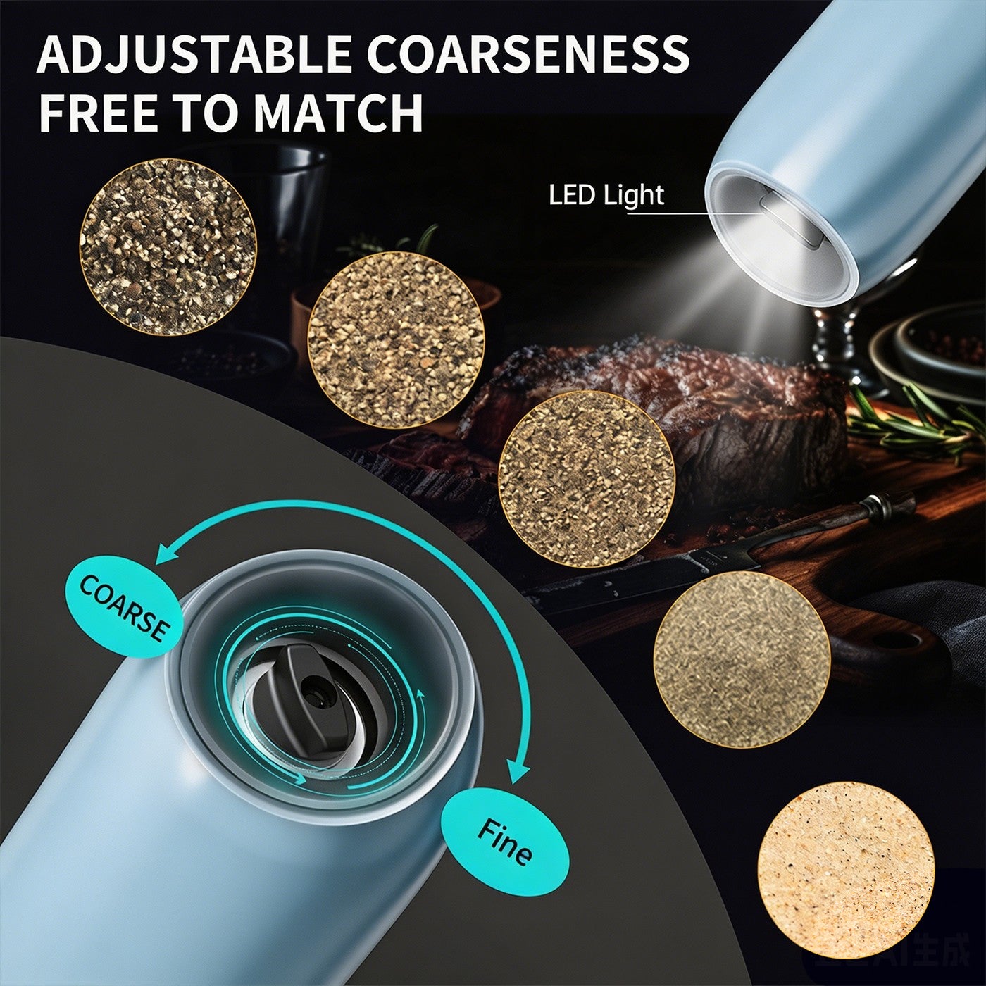 ADJUSTABLE COARSENESS FREE TO MATCH LED Light Fine COARSE EER
