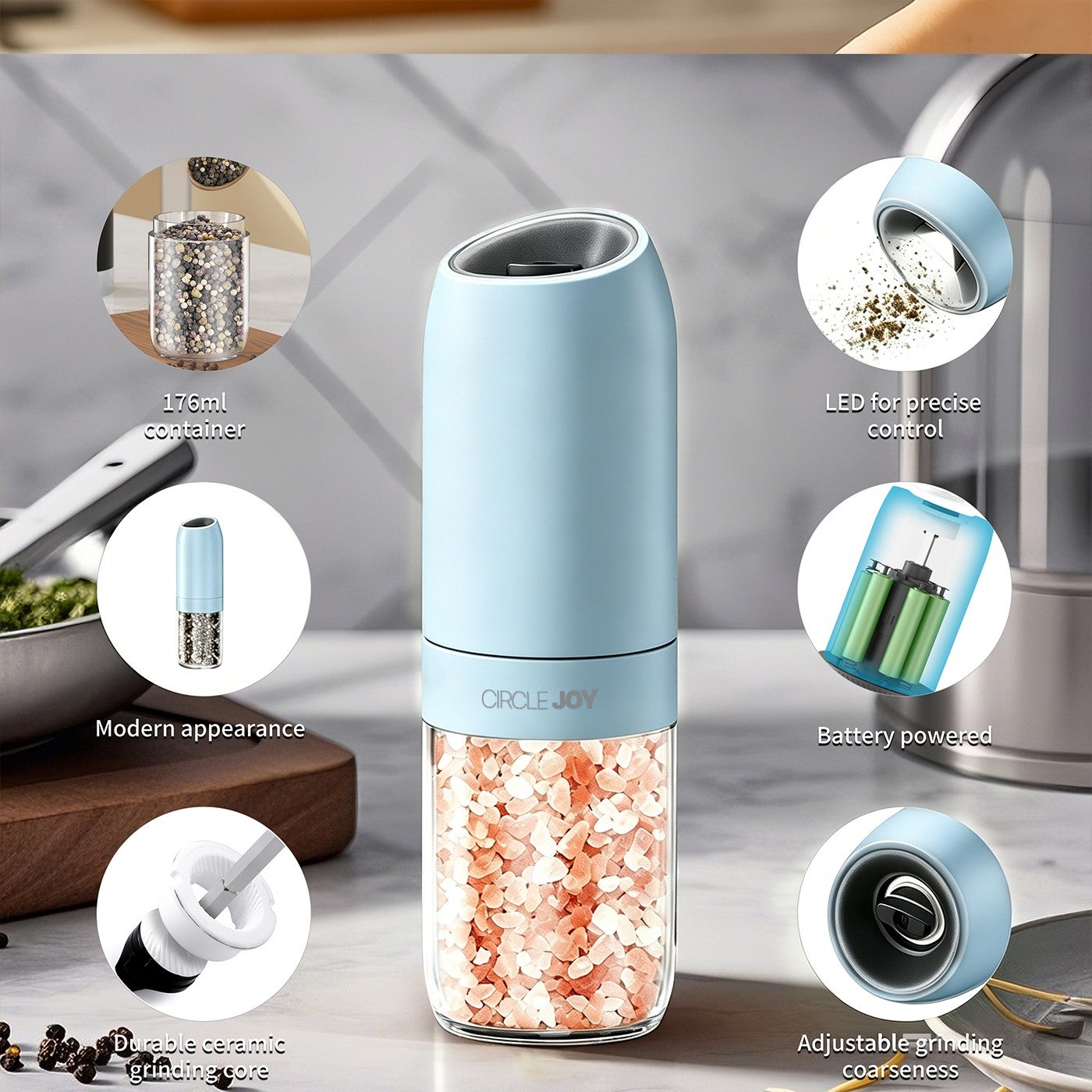 176ml container LED for precise CIRCLE JOY Modern appearance Battery powered Burable ceramic...