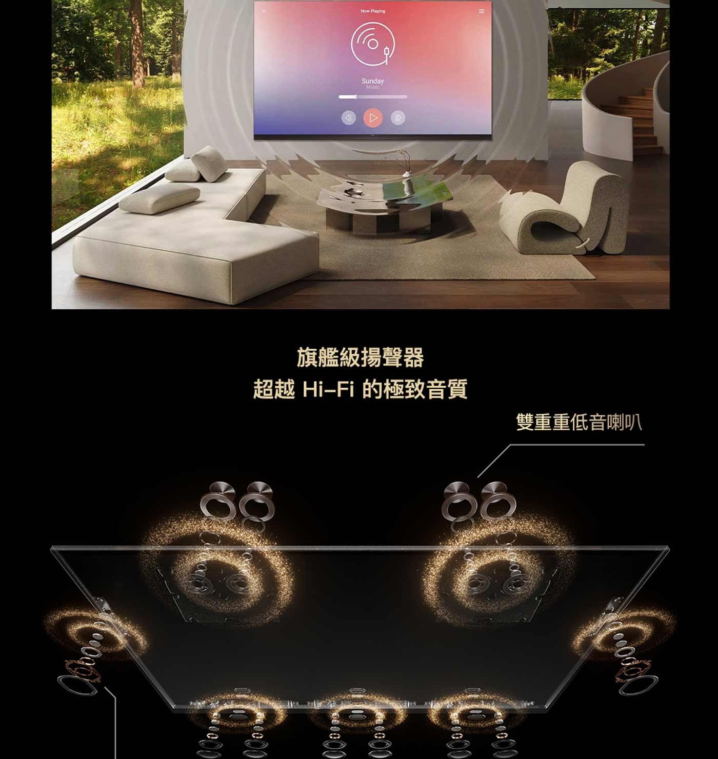 Now Playing Sunday 旗艦級揚聲器 超越 的極致音質 雙重重低音喇叭 BRS Depo