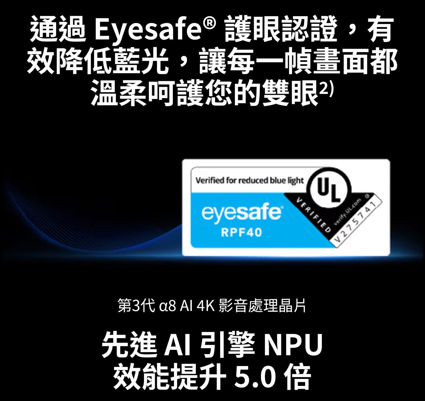 通過Eyesafe 護眼認證,有 效降低藍光...