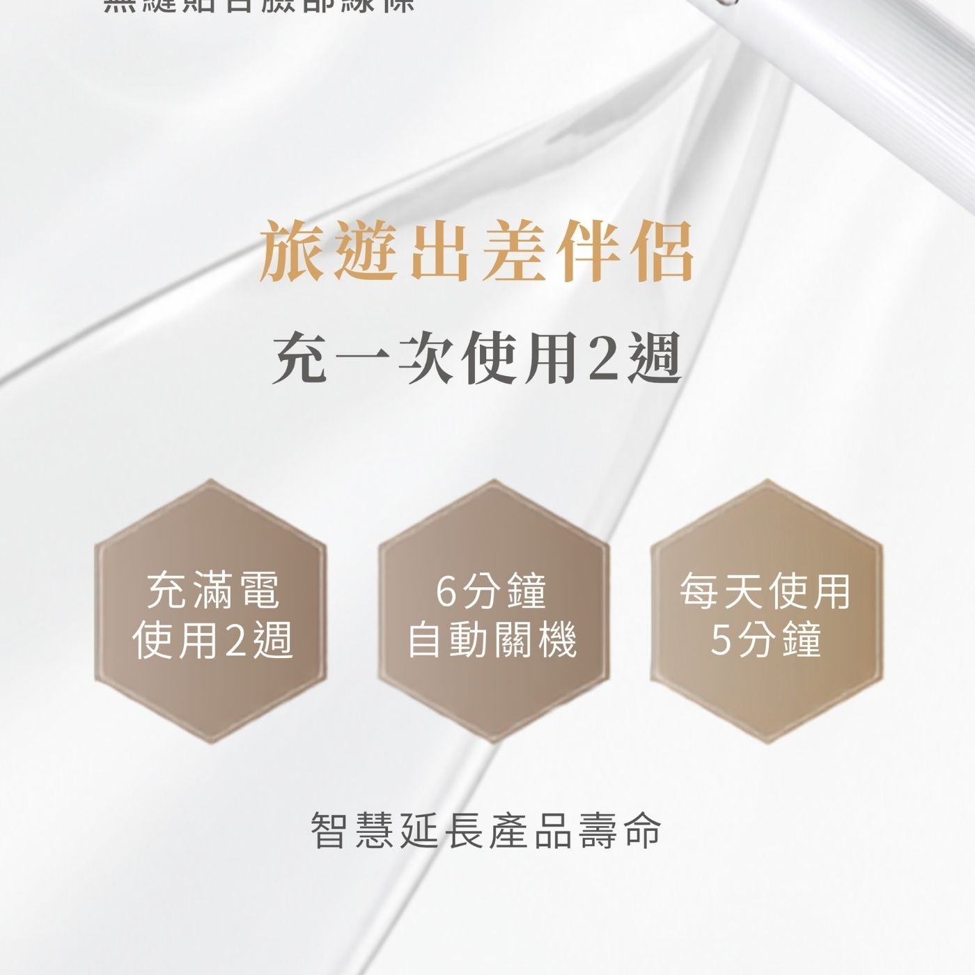 旅遊出差伴侶充一次使用2週充滿電 6分鐘每天使用使用2週自動關機 5分鐘智慧延長產品壽命