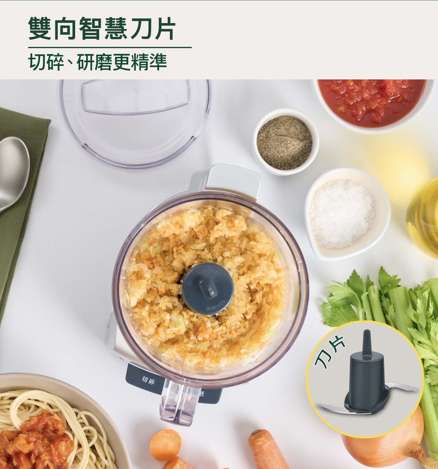 雙向智慧刀片 切碎、研磨更精準 切碎 刀片