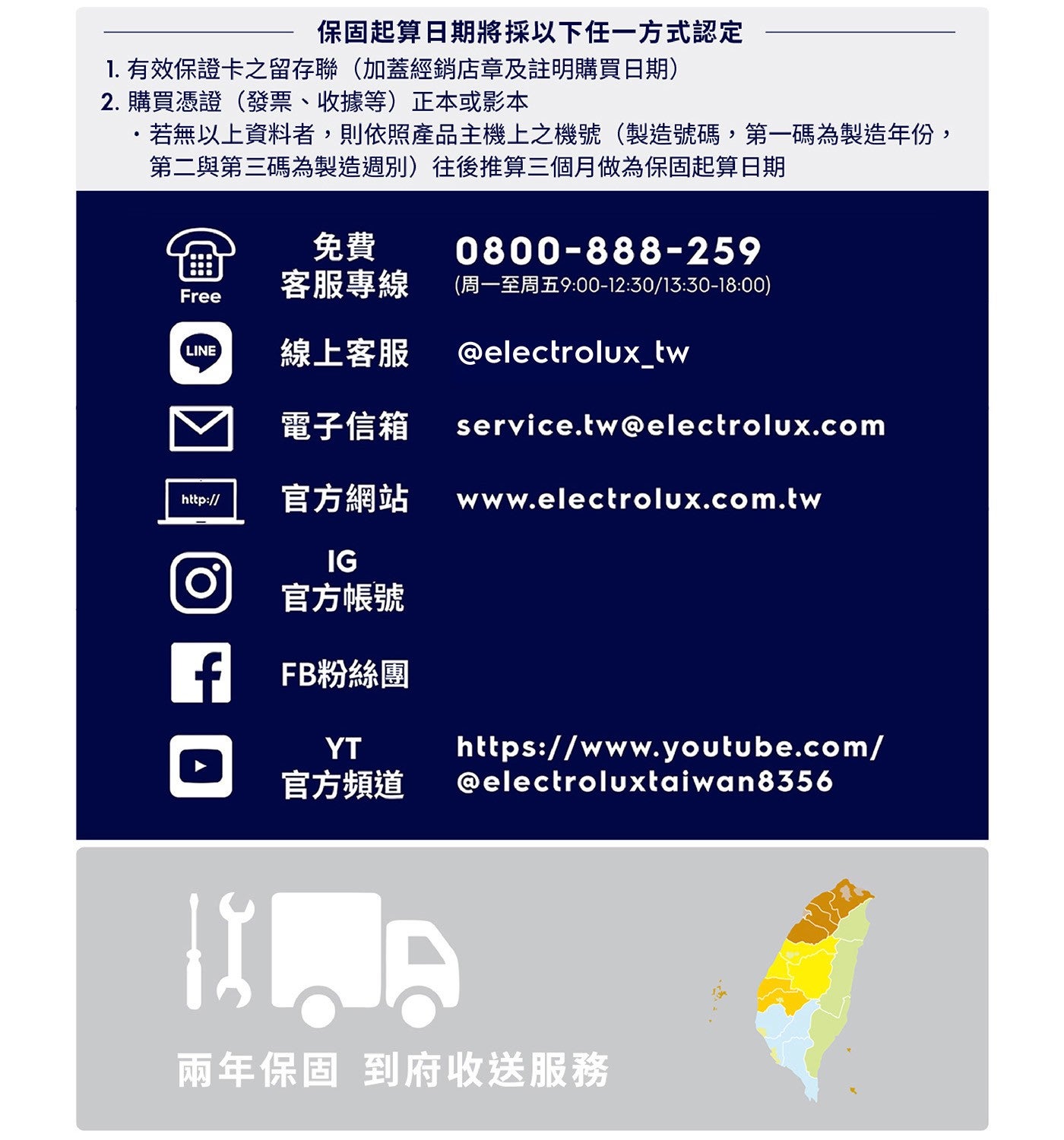 保固起算日期將採以下任 1 方式認定 有效保證卡之留存聯加蓋經銷店章及註明購買日期 購買憑證發票收據等正本或影本 若無以上資料者,則依照產品主機上之機號製造號碼,第 1 碼為製造年份...