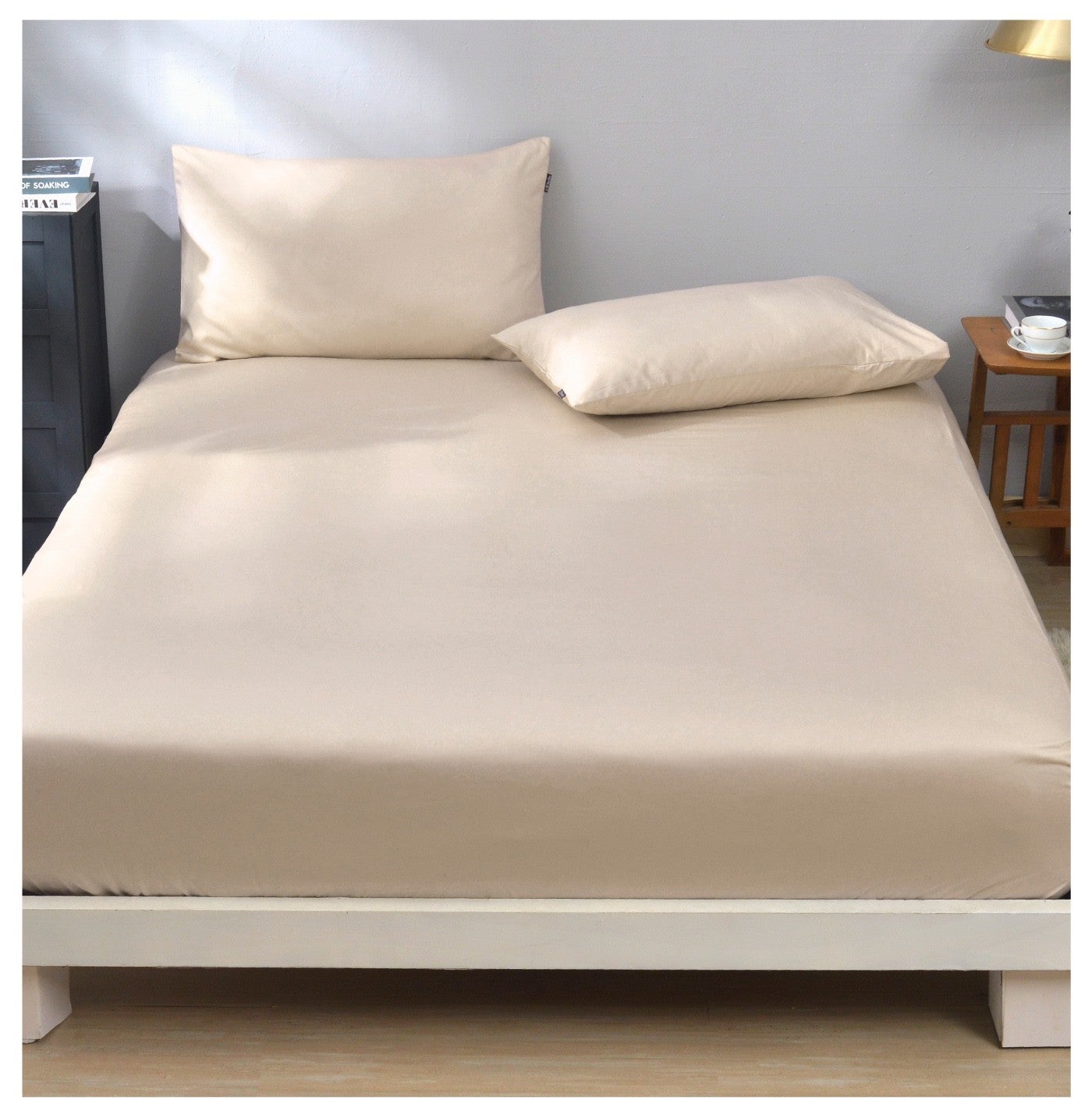 EC LA BELLE SHEET SET SN 單人素色床包枕套 3 件組 200TC 杏 105X186CM