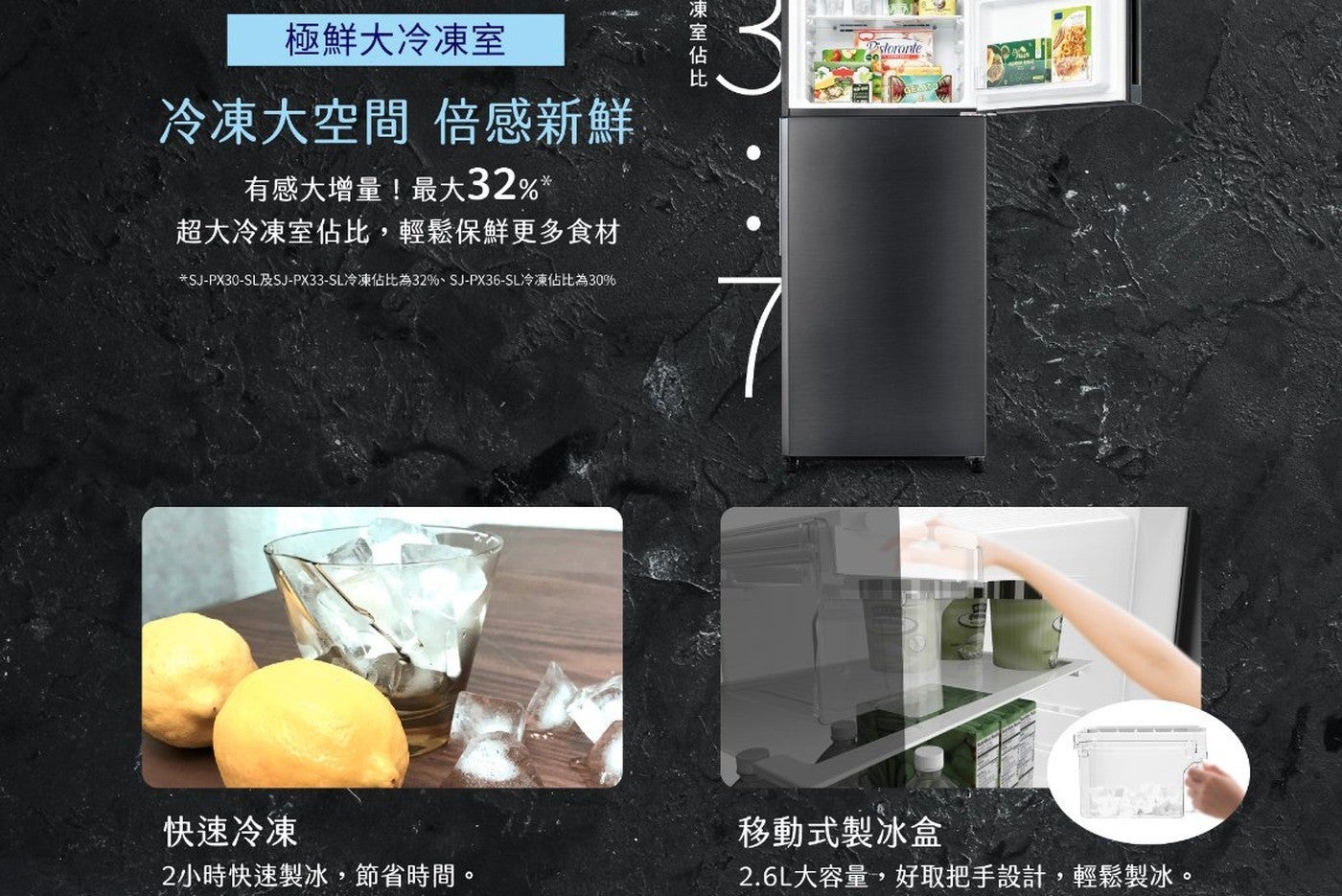 極鮮大冷凍室冷凍大空間倍感新鮮有感大增量!