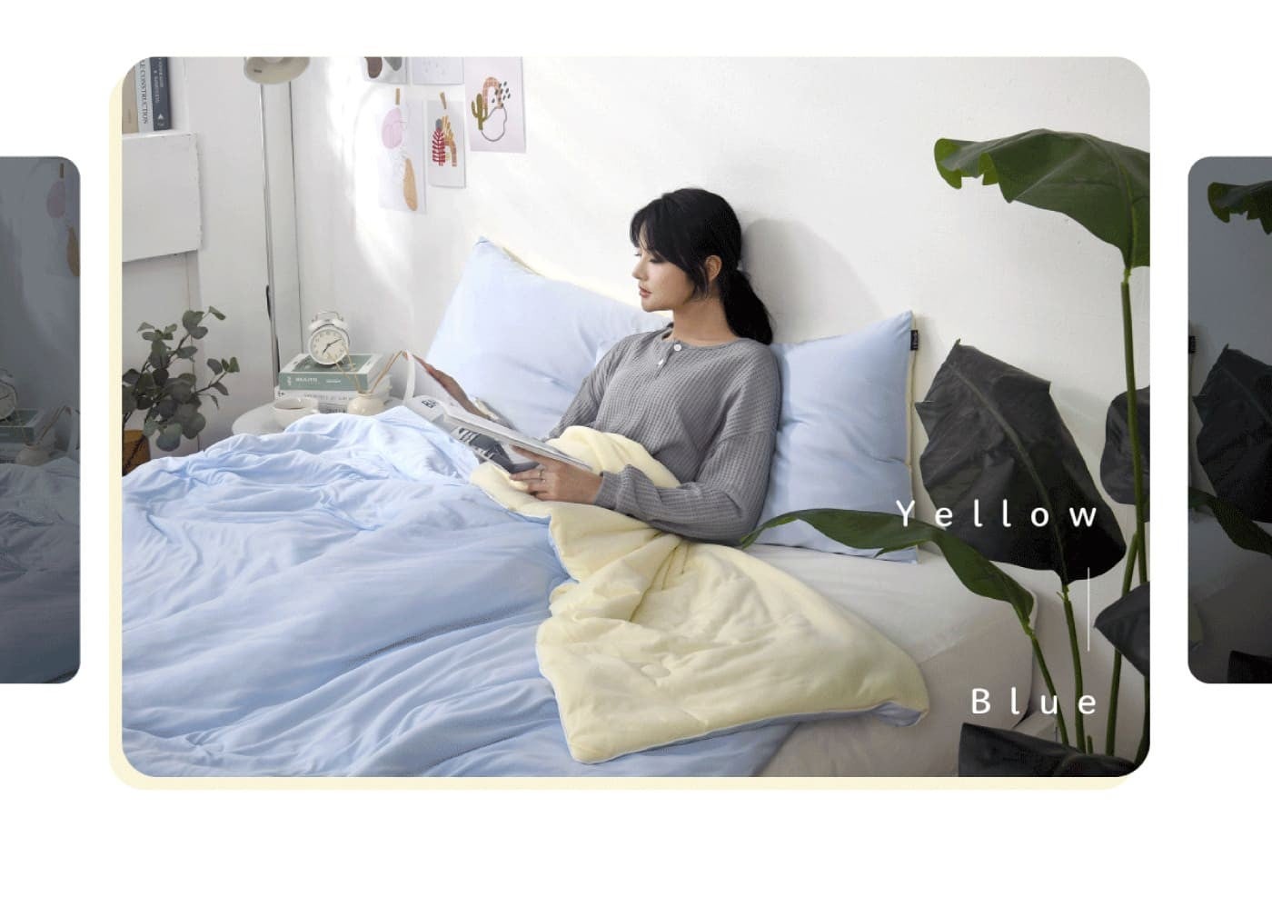 La Belle 雙人冷暖雙面可水洗天天抱被 180公分 X 210公分 綠/灰