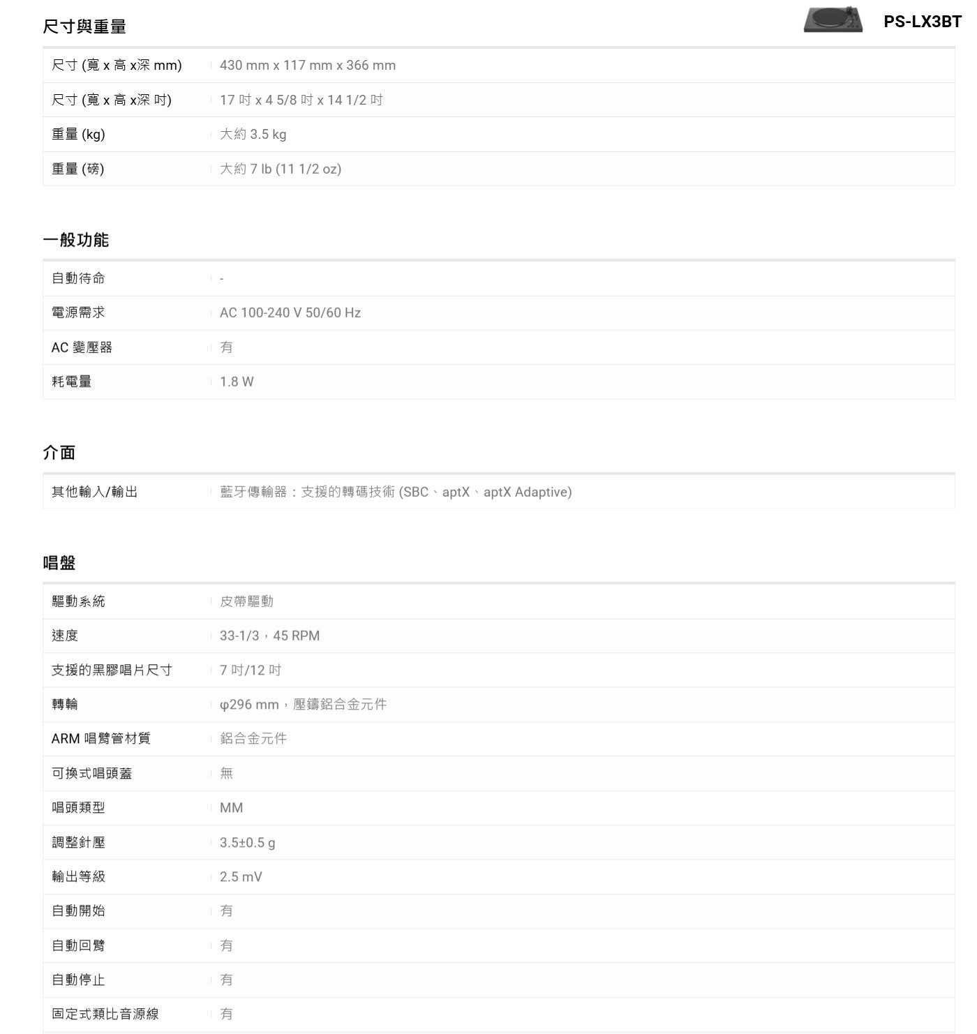 尺寸與重量尺寸寬x高x深mm 尺寸寬x高x深吋重量 kg 17 吋 x 4 5/8 吋x141/2吋大約 3.
