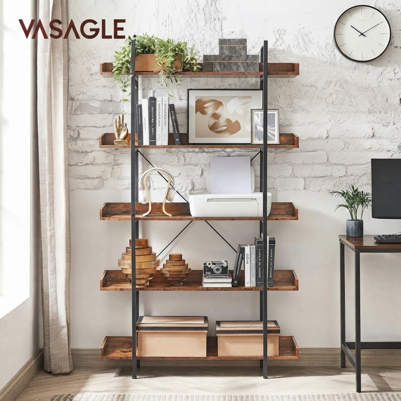 EC VASAGLE 5-TIER RACK5層托盤層架鐵鏽棕
