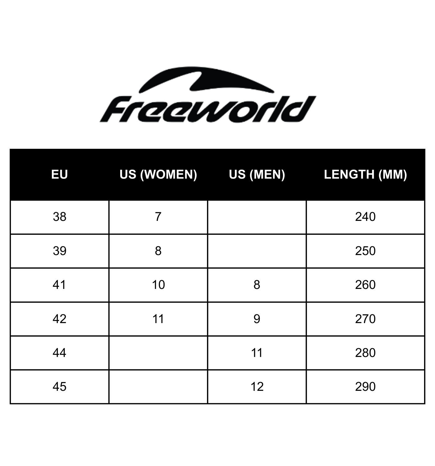 Freeworld 男人字夾腳拖鞋 尺寸表