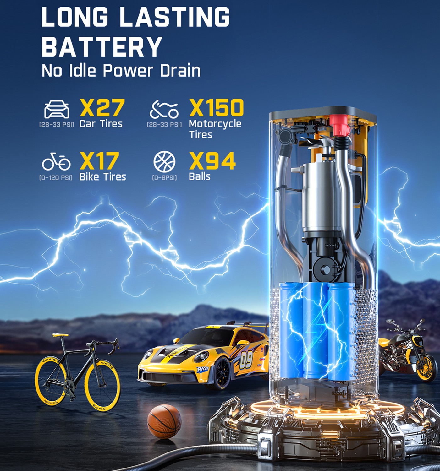 LONG LASTING BATTERY No Idle Power Drain