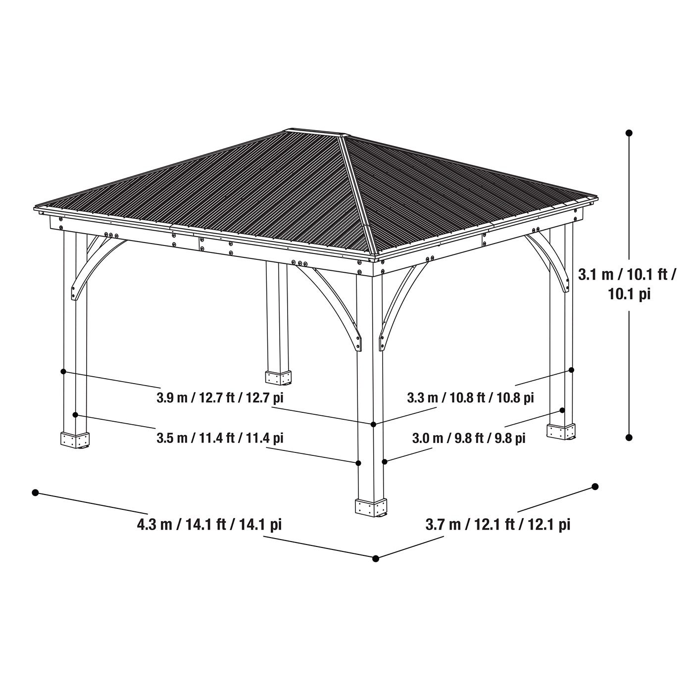EC YARDISTRY GAZEBO7.6X7.6呎戶外遮陽亭長233寬233高259 CM