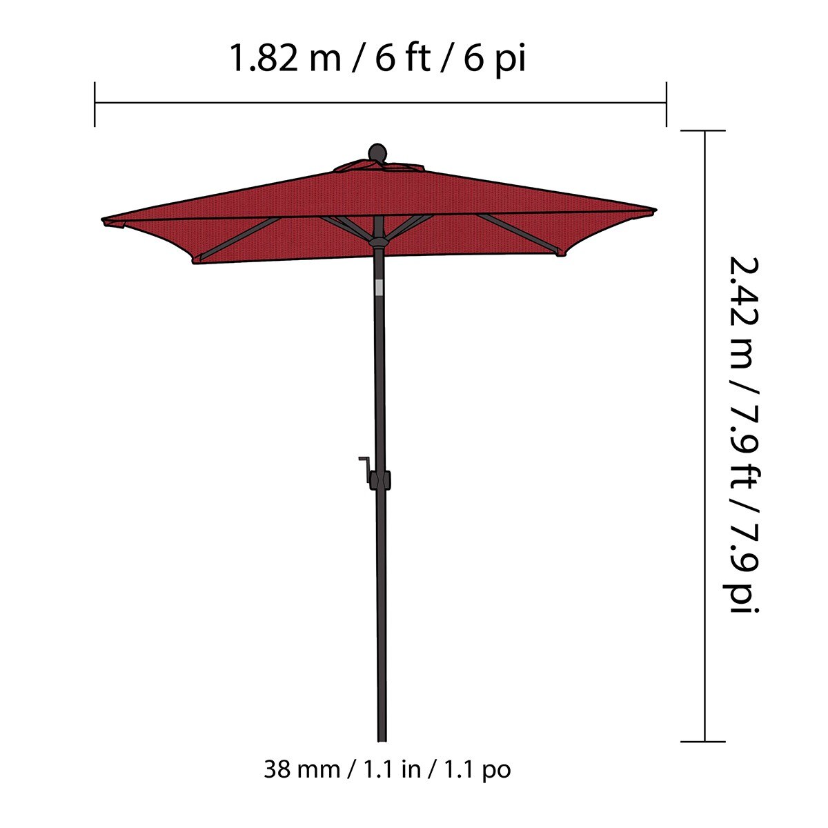 6 呎戶外方型遮陽傘