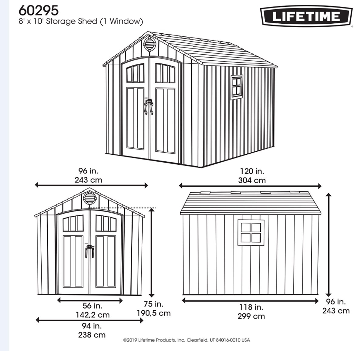 LIFETIME 8X10' 儲藏屋。