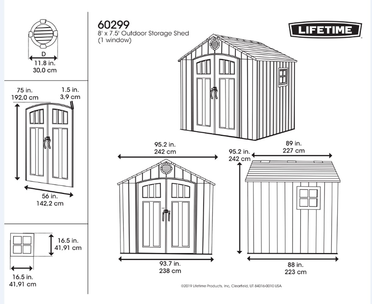 LIFETIME 8X7.5' 儲藏屋。