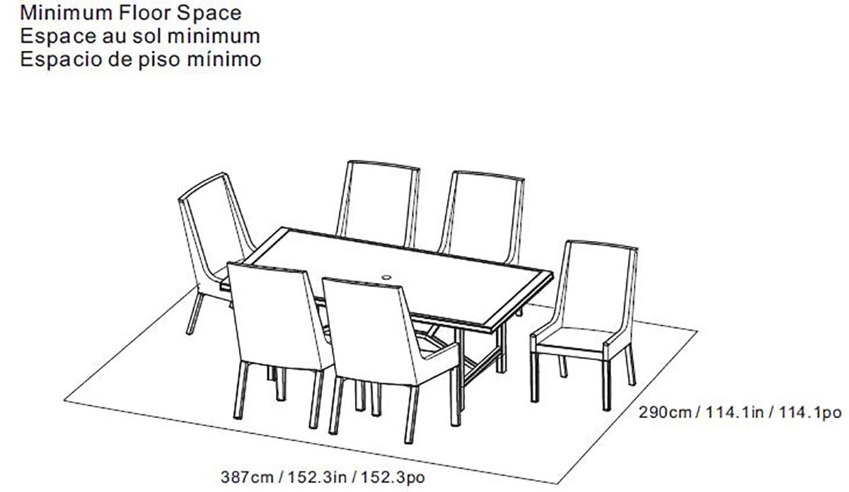 Agio 戶外藤編桌椅7件組優質全天候樹脂仿藤具備抗褪色，防污漬，防黴和抵抗變形的功能。