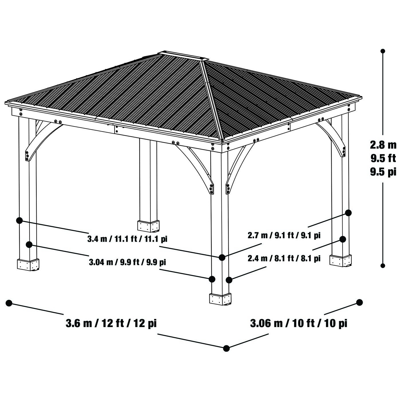 EC YARDISTRY GAZEBO7.6X7.6呎戶外遮陽亭長233寬233高259 CM