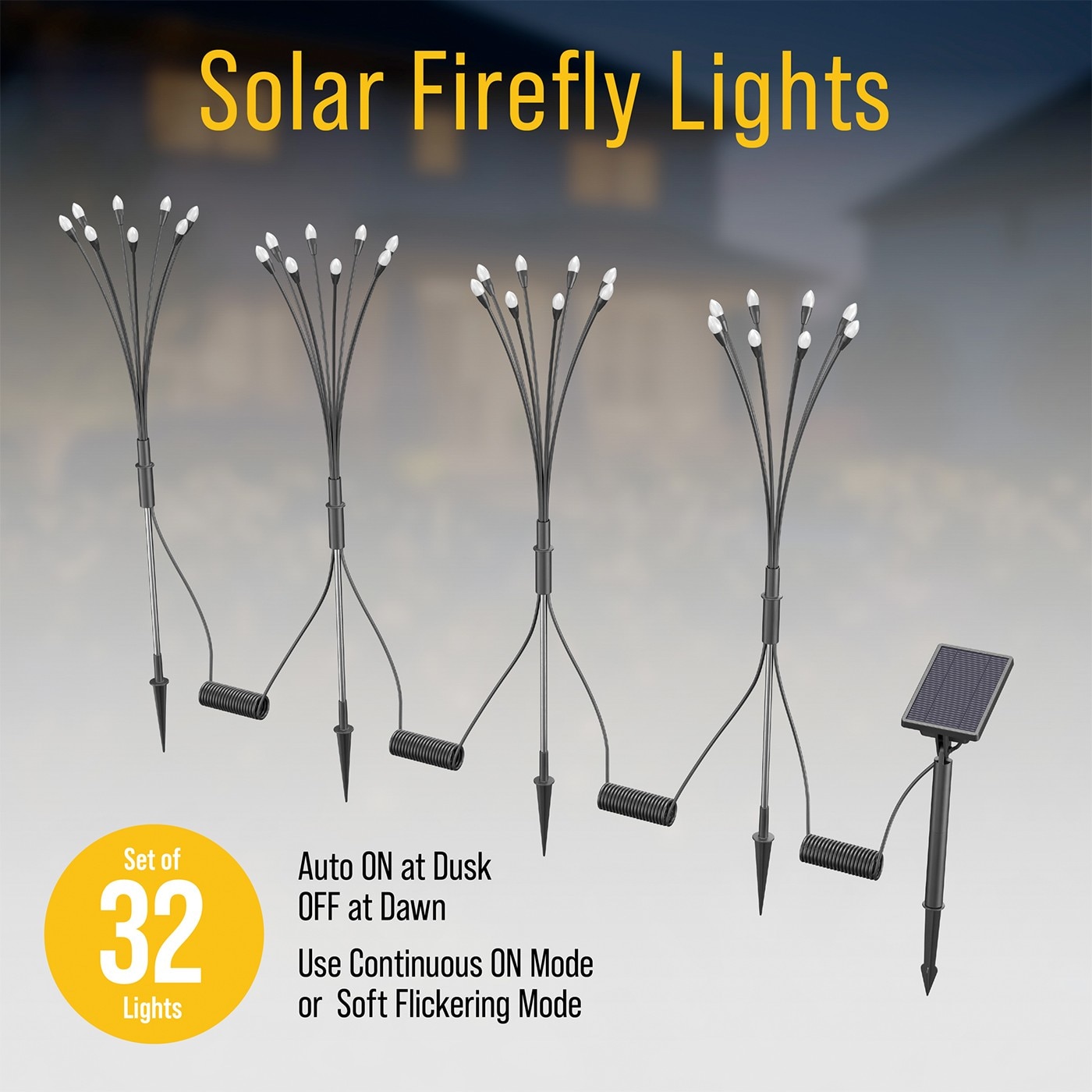 Solar Firefly Lights Set of 32 Auto ON at Dusk