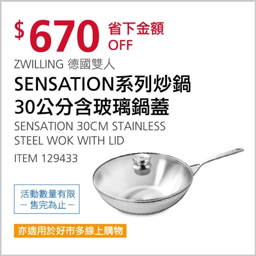 Zwilling 雙人牌 不鏽鋼炒鍋 含鍋蓋30公分