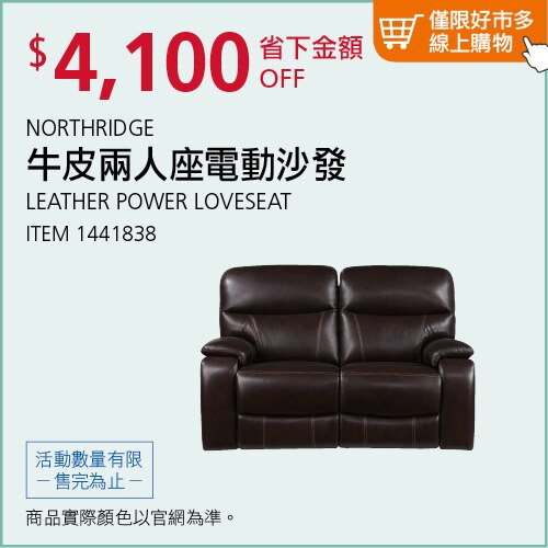 NORTHRIDGE 牛皮兩人座電動沙發