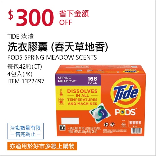 TIDE 汰漬 洗衣膠囊 春天草地香 42顆 X 4入